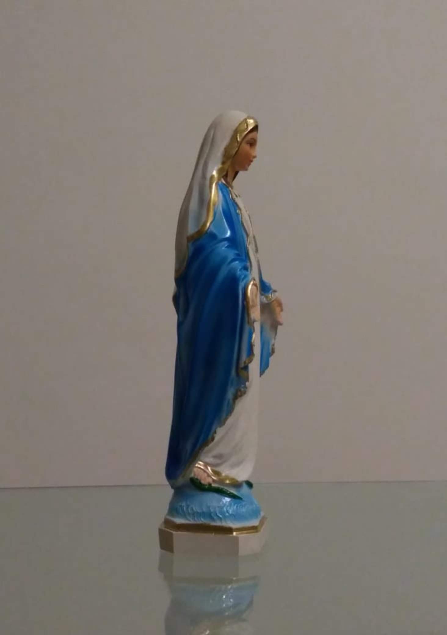 Eurofusioni Statua Madonna Miracolosa – Maria Immacolata Dipinta a Mano - H 30 cm