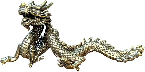 DMtse Chinese Feng Shui Brass Dragon Lucky Figurine Statue for Luck & Success