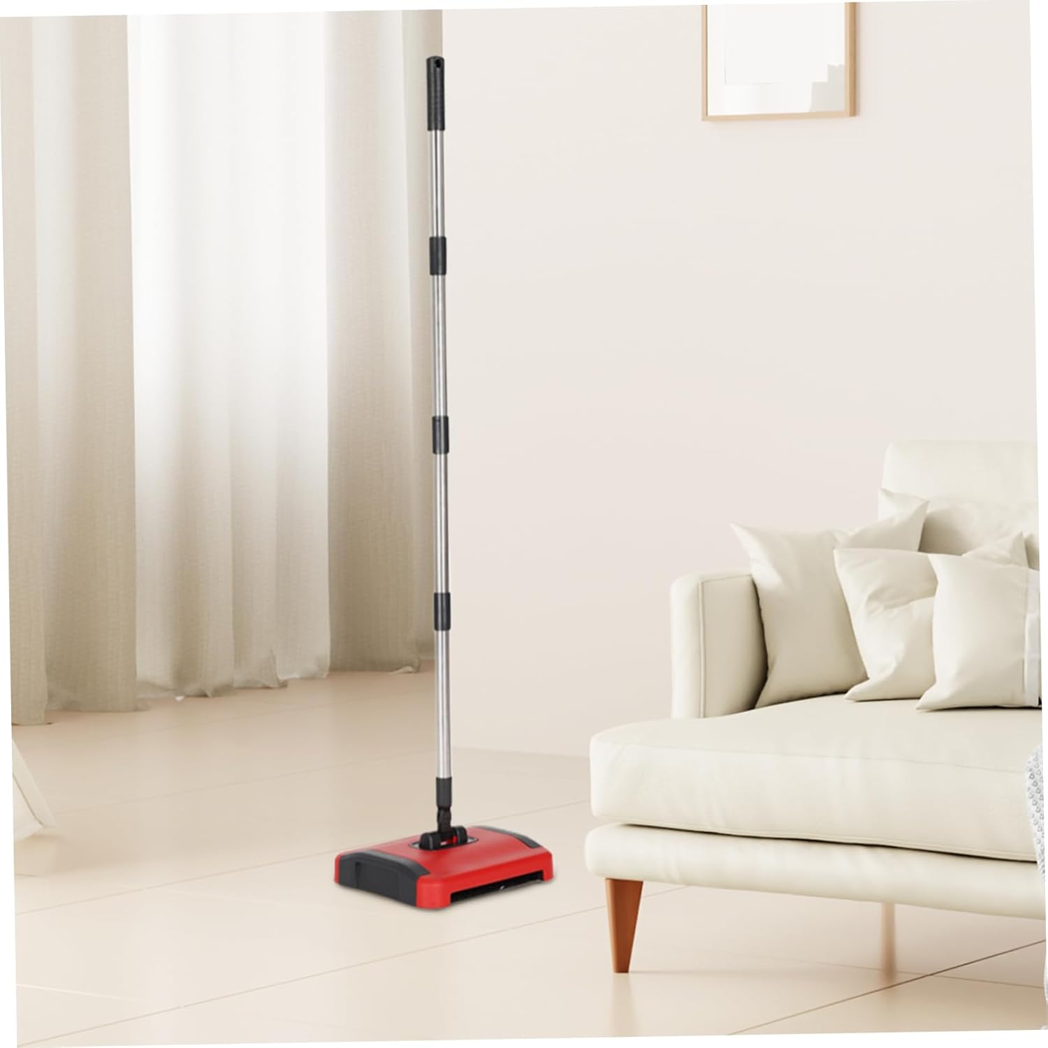 Carpet Floor Sweeper with Horsehair Carpet Sweeper Manual 3 Rolling Brush Floor Sweeper Carpet Brush with Wheels and Large Waste Bin 43inch Detachable Carpet Cleaner for Pet Hair Dust Debris