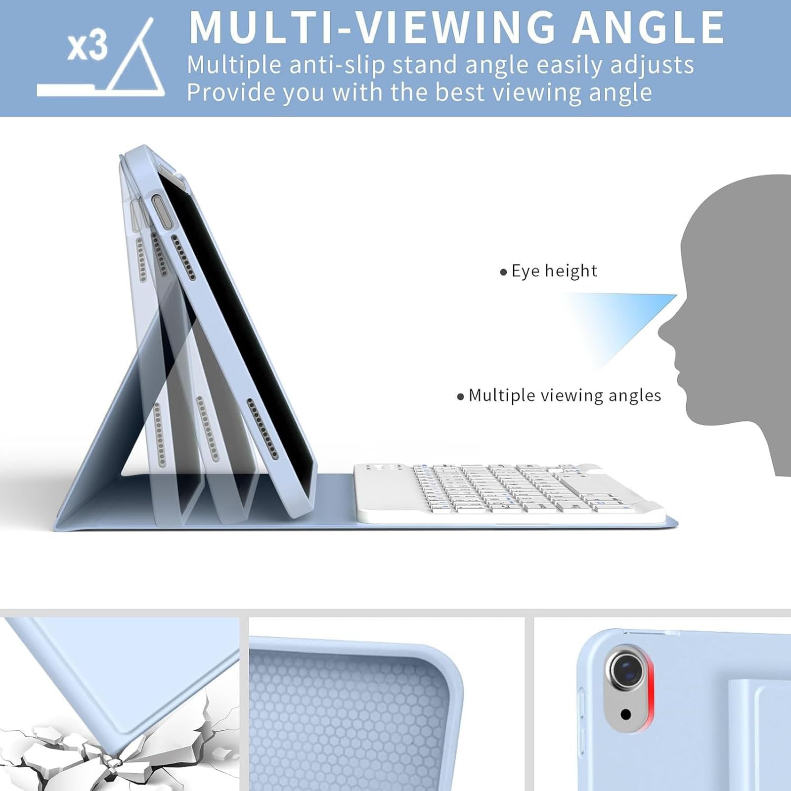 Kompatybilny z etui na klawiaturę iPad Air 13 cali, magnetyczna, odłączana osłona Bluetooth z wbudowanym uchwytem na ołówek do iPad Air 13 cali (M4 2026/M3 2025/M2 2024)