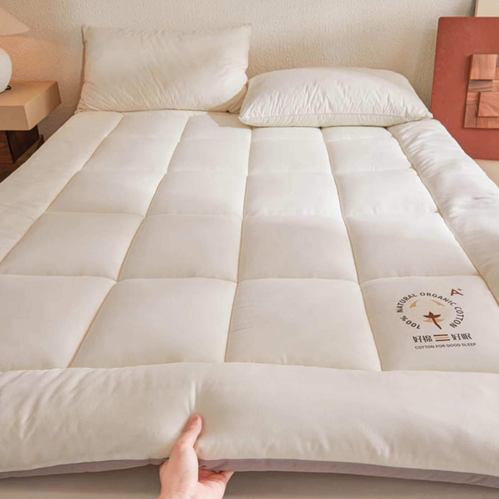 Futon Pieghevole Una Piazza E Mezza Topper Materasso Matrimoniale Materasso da Pavimento Arrotolabile (Facile da Riporre)(1,90x200cm*3kg)