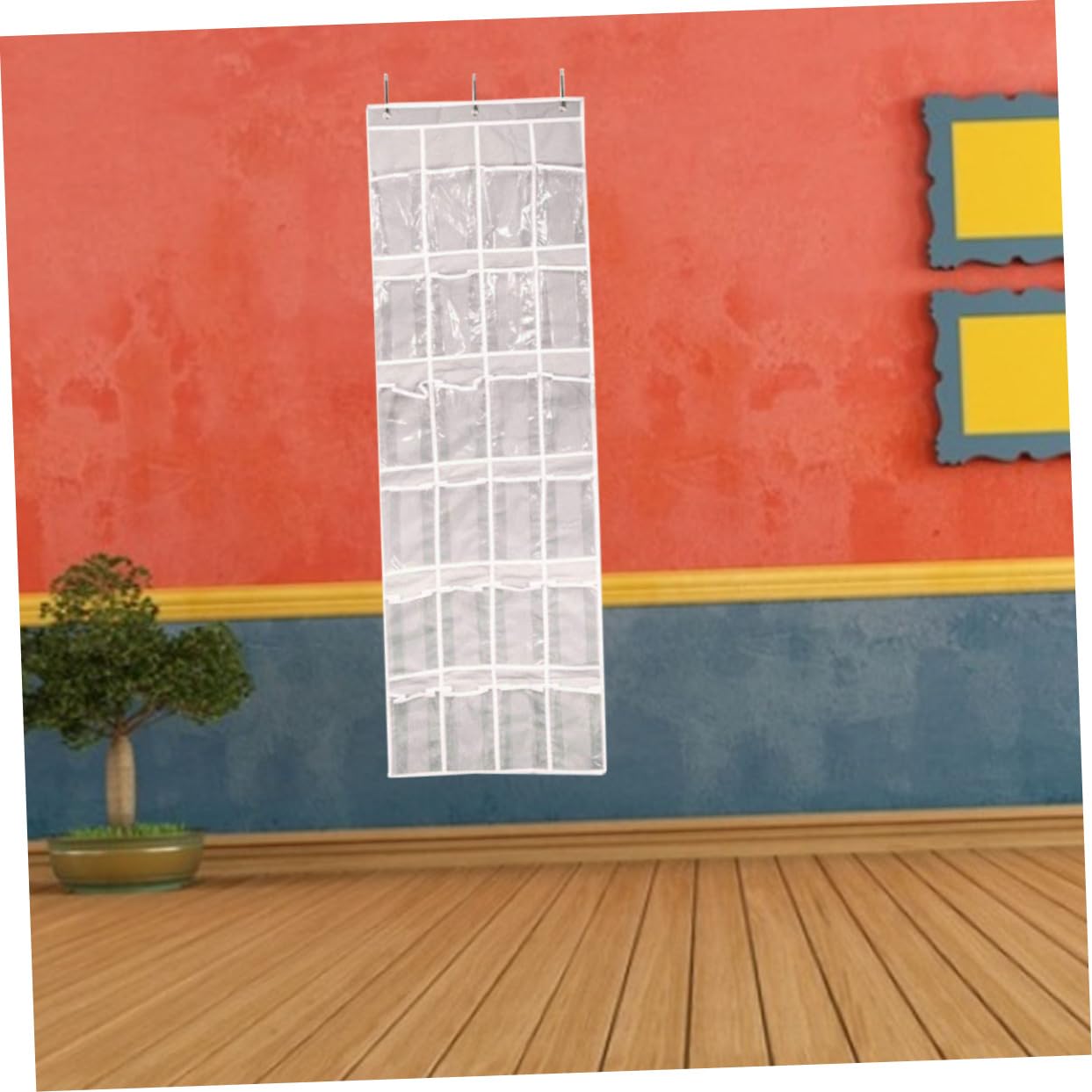 KOMBIUDA Door Bathroom Bag Waterproof Storage Organizer for 24 Grid Shoe Storage Bag and Rear Hanging