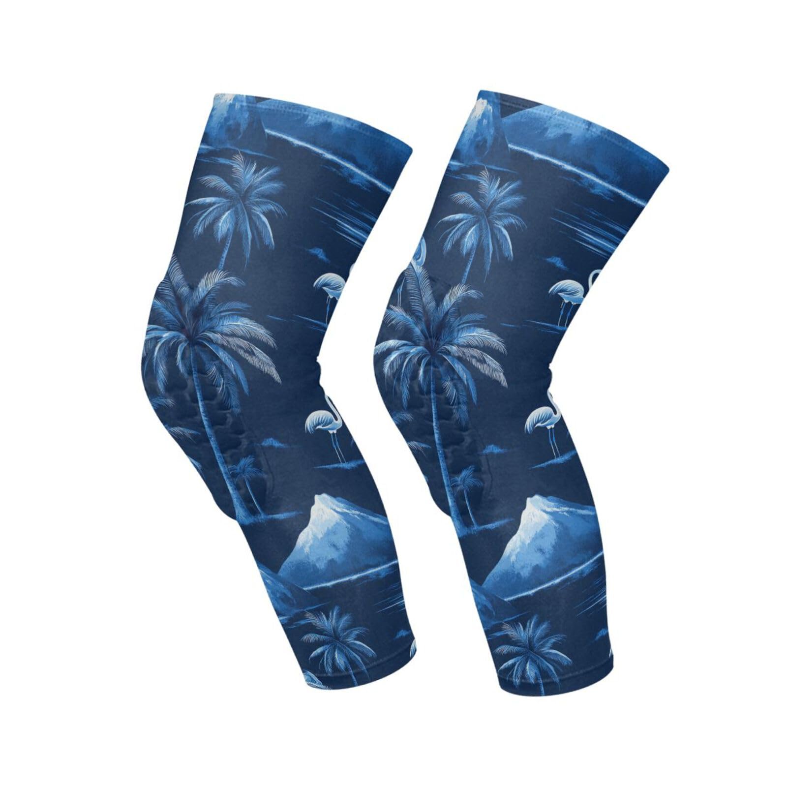 JUNZAN Navy Blue Tropical Flamingos Basketball Knee Pads for Youth Kids Wrestling Knee Pads with Sleeves Sport Kneepads for Volleyball Football