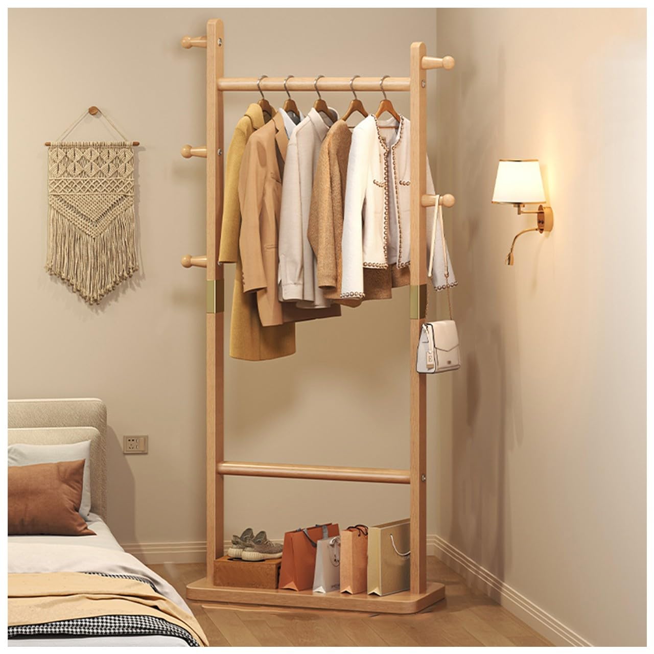 BEARQUN Retro Wooden Coat Rack