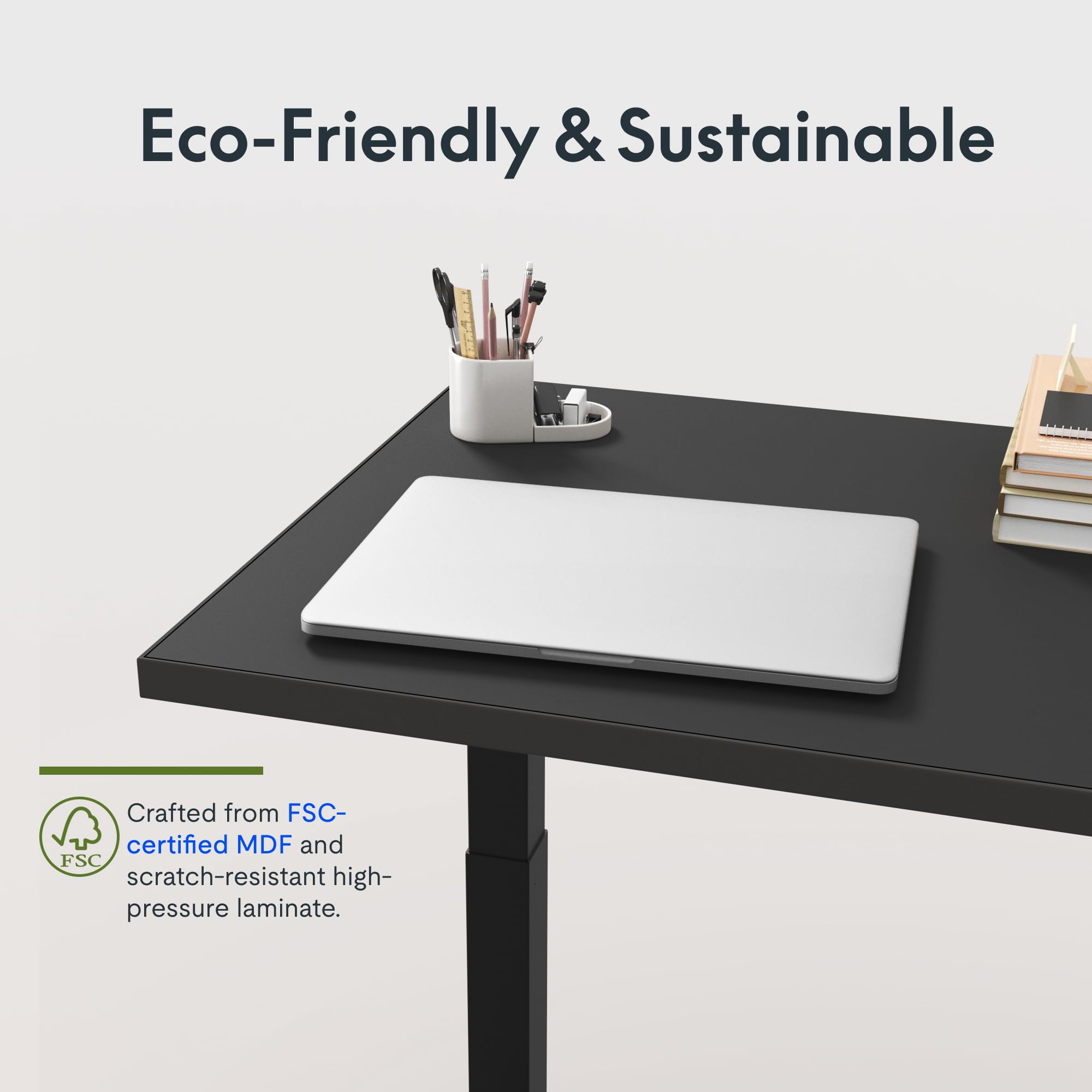FLEXISPOT Höhenverstellbarer Schreibtisch Made in der EU Dual-Motor | einteilige Tischplatte für ergonomisches Arbeiten im Homeoffice & Büro, Schwarz, 140 x 80 cm
