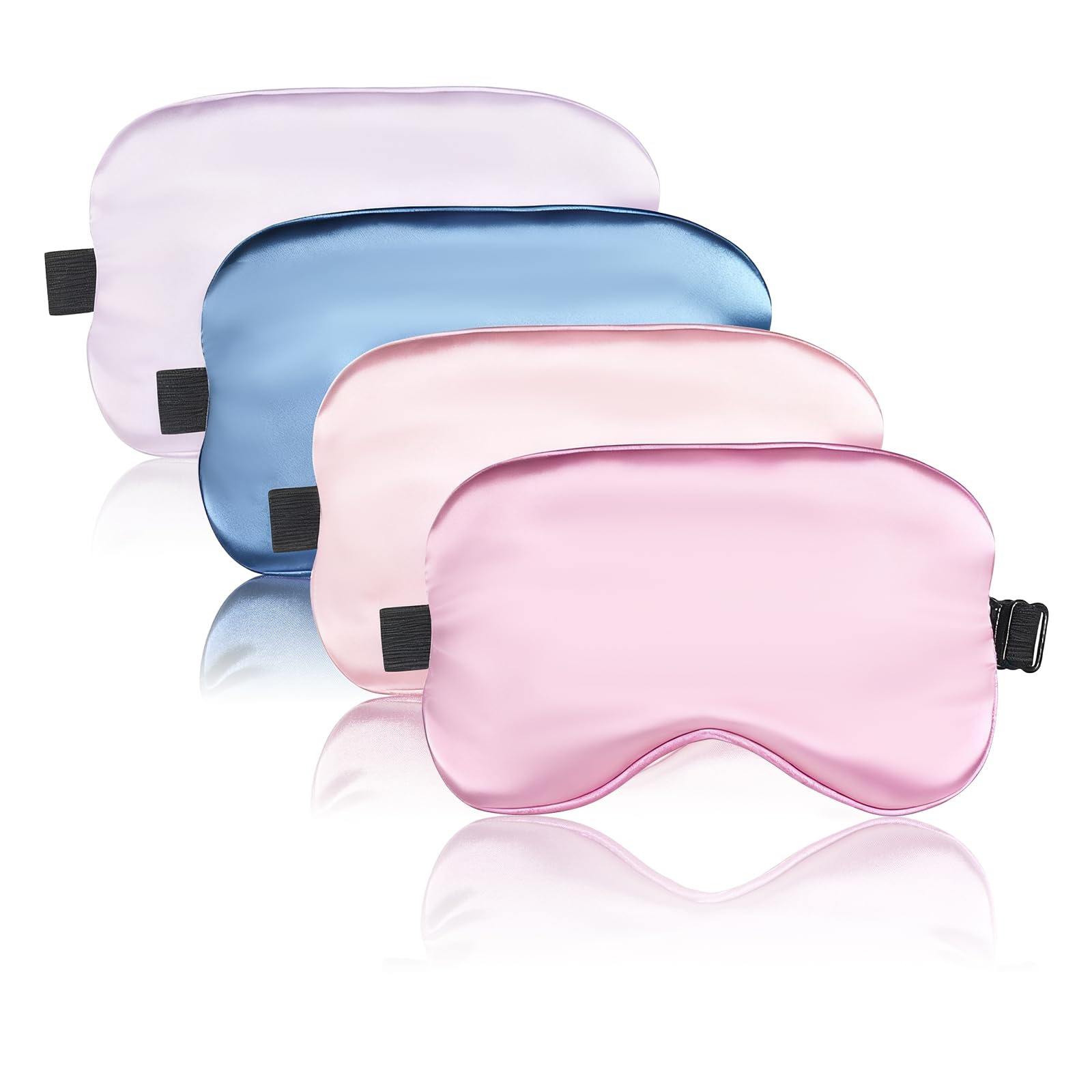 4 Pcs Sleeping Mask for Women Soft Silk Sleep Mask Adjustable Soft Satin Eye Cover Blindfold with Adjustable