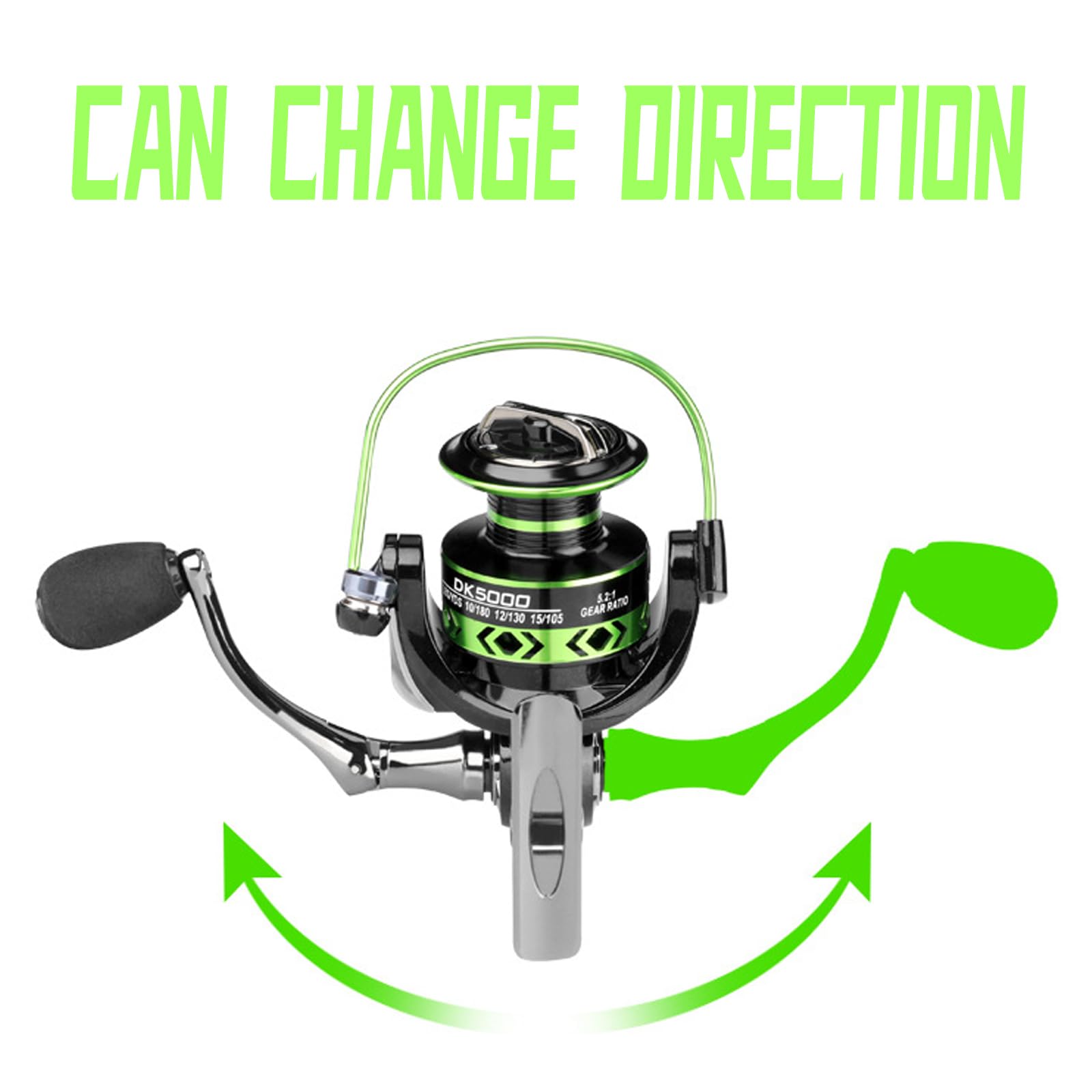 Spinning Fishing Reel 5.2:1 Gear Ratio 17.5 LB Max Drag Ultra Smooth Powerful Fishing Tackle Perfect For Ice Fishing DK3000 : ספורט ופעילות בחיק הטבע