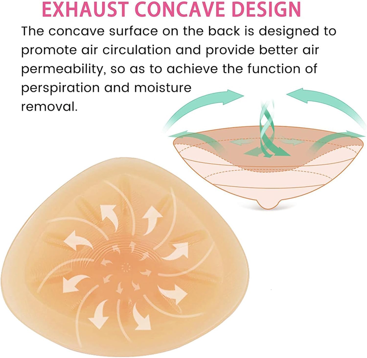 Triangle Silicone Breast Prosthesis Soft Realistic Self-adhesive Post Mastectomy Crossdressers Cosplay Concave Bra Pads Enhancer Inserts(200g/Piece, Nude)