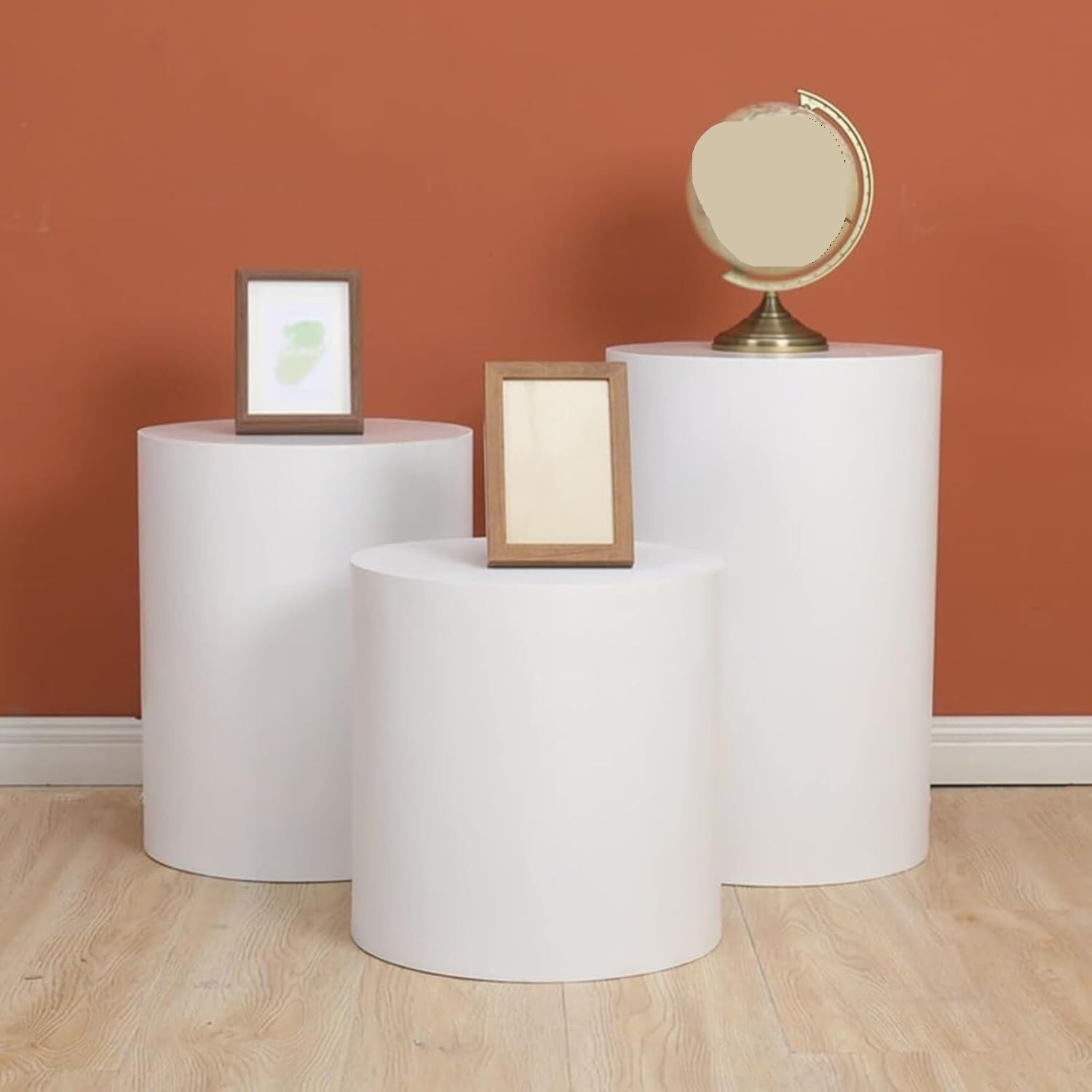 Okrągły stojak wystawowy na manekiny, podstawa, biały słupek cylindryczny, 1 szt(50x15cm)
