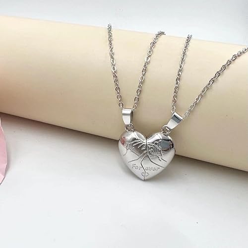Miniatura 3 de Collares a juego para parejas collares de pareja a juego de promesa de meñique collar magnético con colgante de corazón para pareja para él y ella