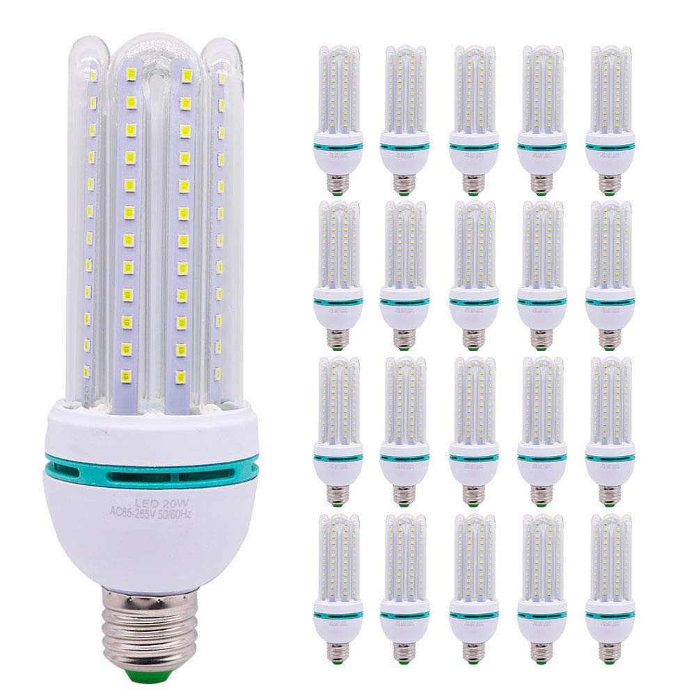 Xindaxin® - Bombilla LED de bajo consumo (20 unidades, E27, 20 W equivalentes a 200 W, no regulable, luz blanca fría, 6000 K, adecuada para bares, cafeterías, restaurantes, etc.