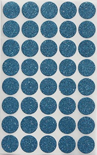Royal Green Blue Glitter Stickers - 3/4" Diameter 0.75 inch 19mm Round Sticker Dots - Envelope Seals - 200 Pack