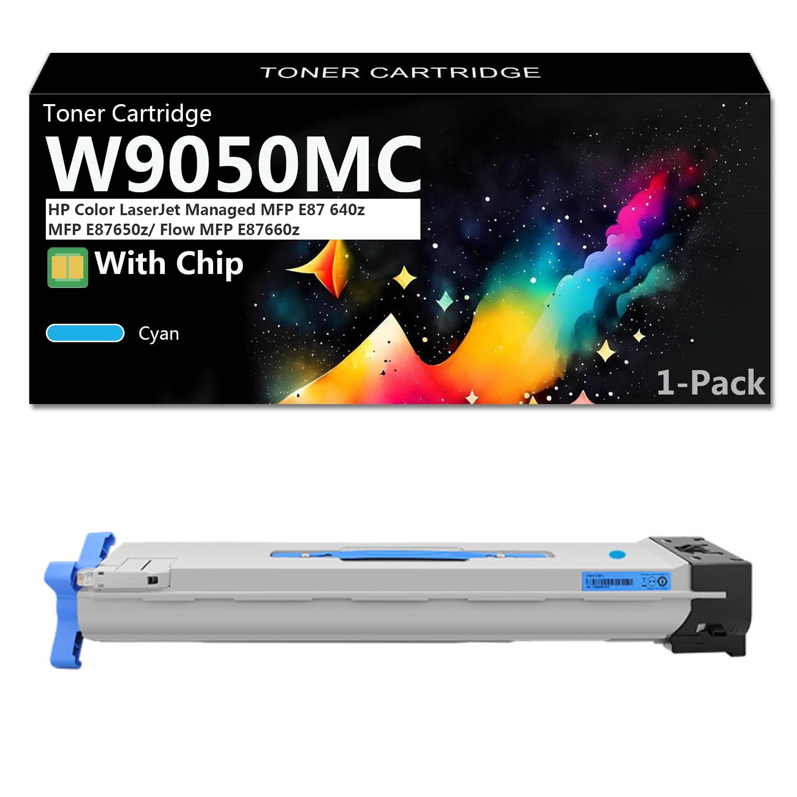 Cartuccia Toner Sostitutiva per HP W9050MC W9051MC W9053MC W9052MC Cartuccia Toner Compatibile con Color LaserJet Managed MFP E87640z MFP E87650z Flow MFP E87660z Stampante,Cyan