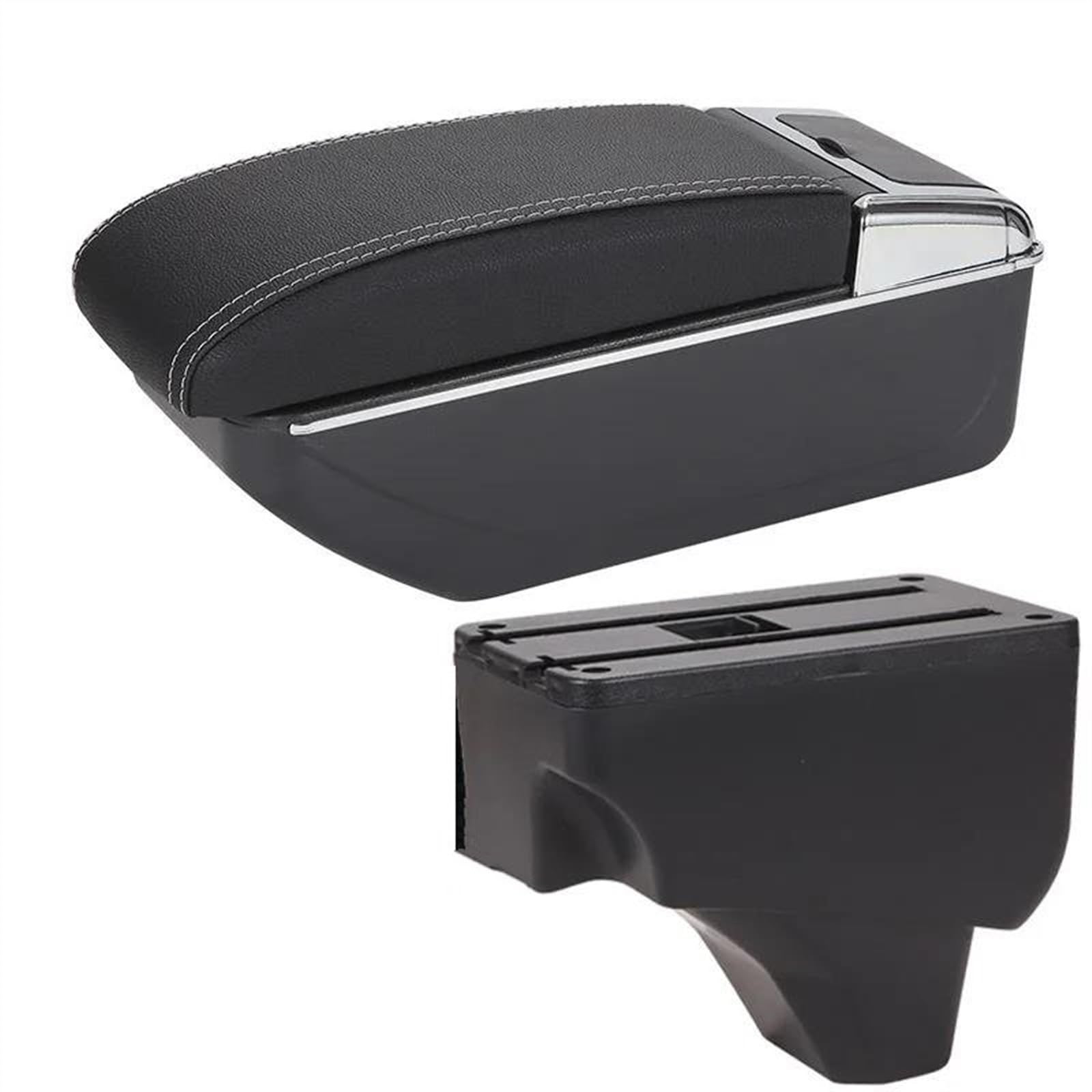 NOHEEU Center Console Armrest Storage Box Car Interior Parts Modification Accessories For Peugeot 208 2008 2019-2024(D3 Black white NoUSB)