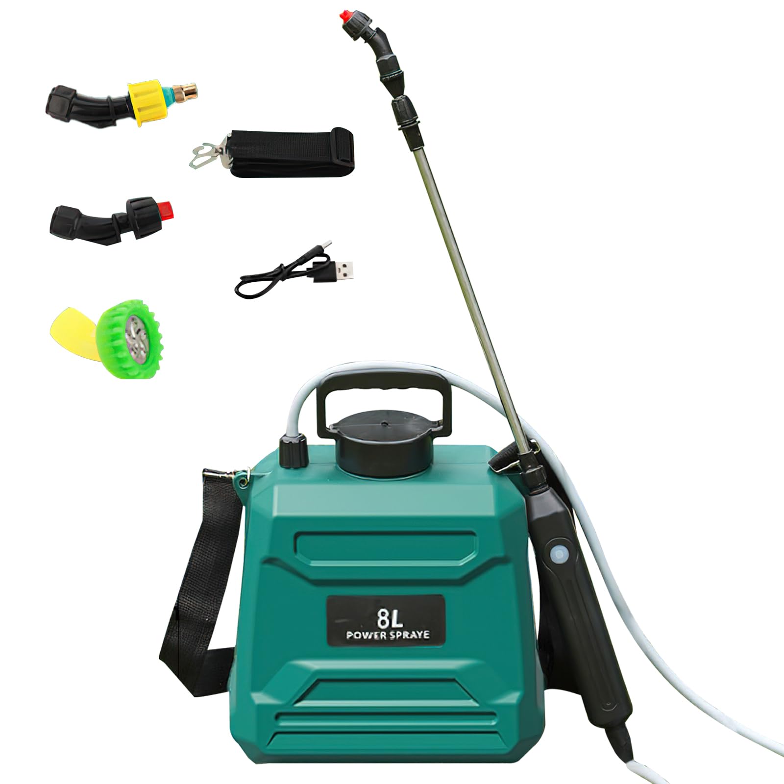 Elektrischer Gartensprüher für Innen- und Außenbereich, 5 l/8 l, 90 Minuten Arbeitszeit, wiederaufladbarer Gartensprüher, 25,4 cm - 91,4 cm, ausziehbarer Teleskopstab-Pumpsprüher mit 3 Nebeldüsen