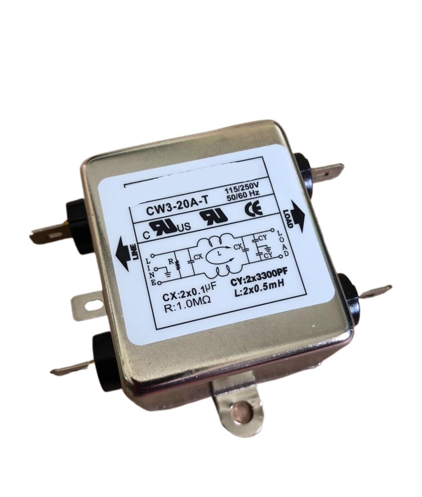 Filtre CW3-20A-T 20A pour la conformité électromagnétique industrielle