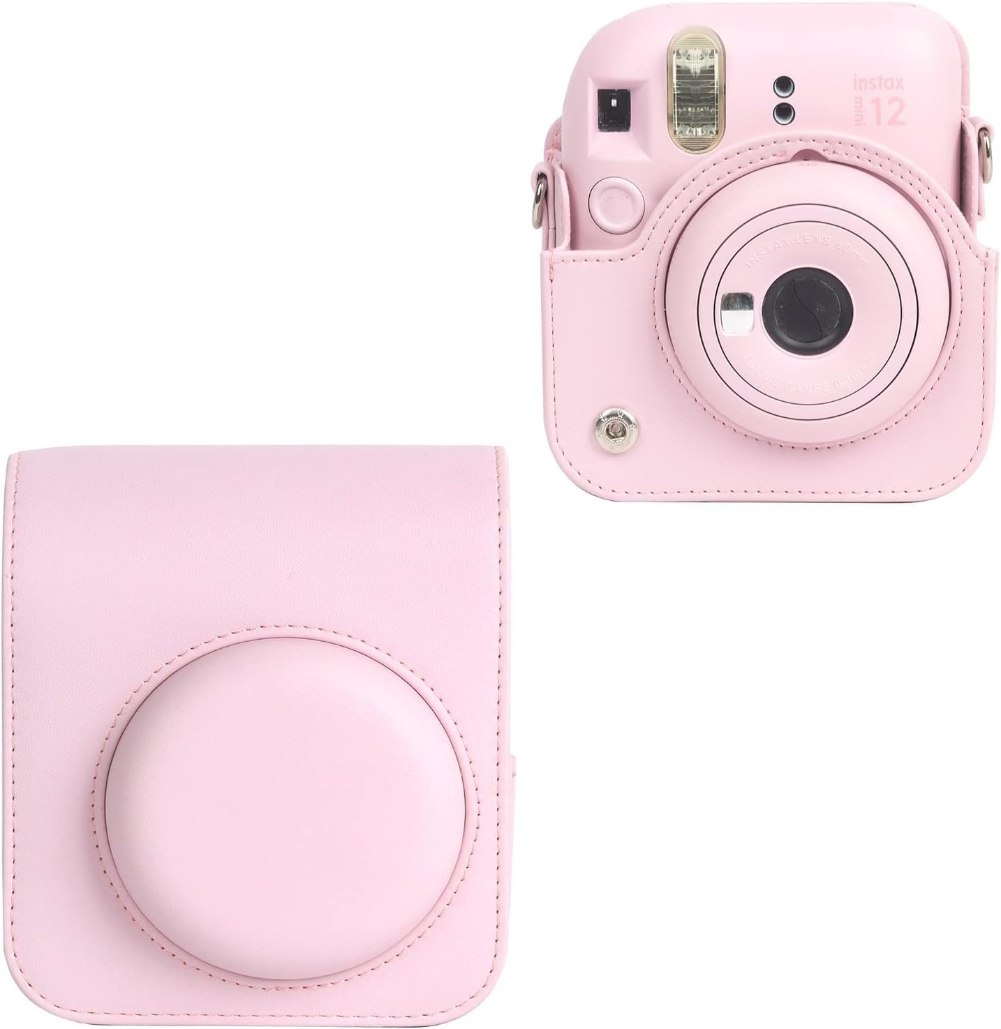 Instax Mini 12 Camera Cover, PU Leather Protective Camera Bag for Fujifilm Instax Mini 12 Camera (Blossom Pink)-picture-34