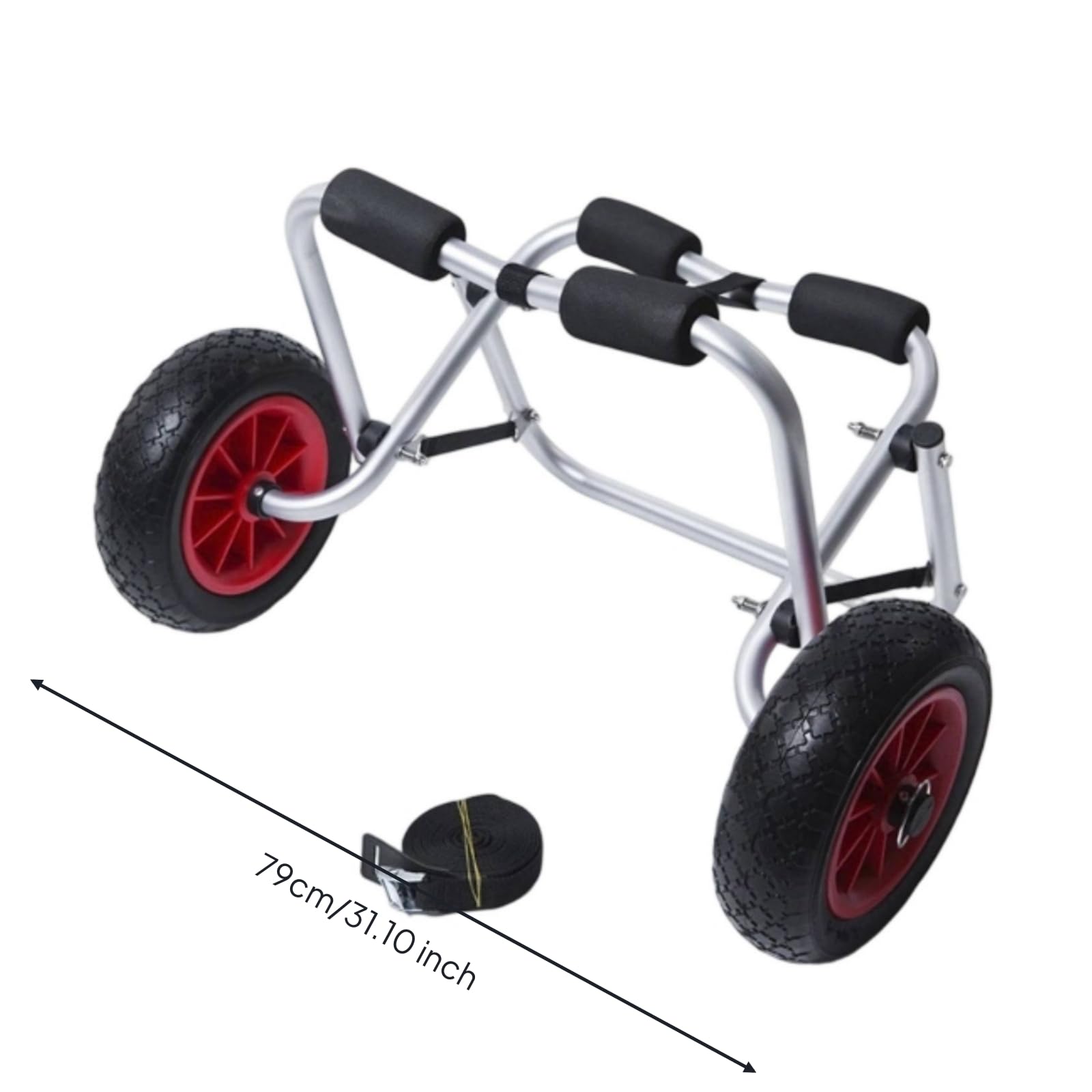 Milageto Carrito de Transporte de Kayak Carro Portátil Carrito Trolley Soporte Ajustable de Aluminio con Protección Acolchada Ruedas de PU Plegado