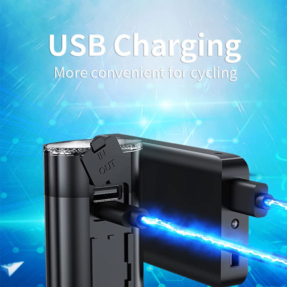 Luce per Bicicletta Ricaricabile Tramite USB, Torcia a LED Impermeabile, Faro Anteriore da 1500 Lumen, Utilizzabile Anche Come Power Bank, Luce Posteriore per Bicicletta.