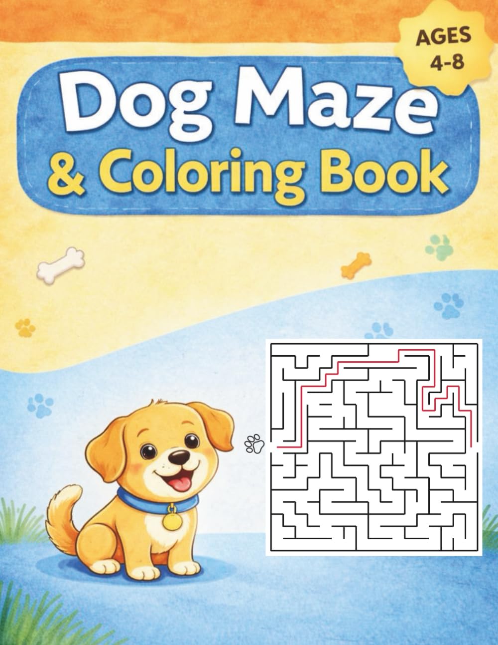 Dog Maze & Coloring Book: Fun activity book for kids