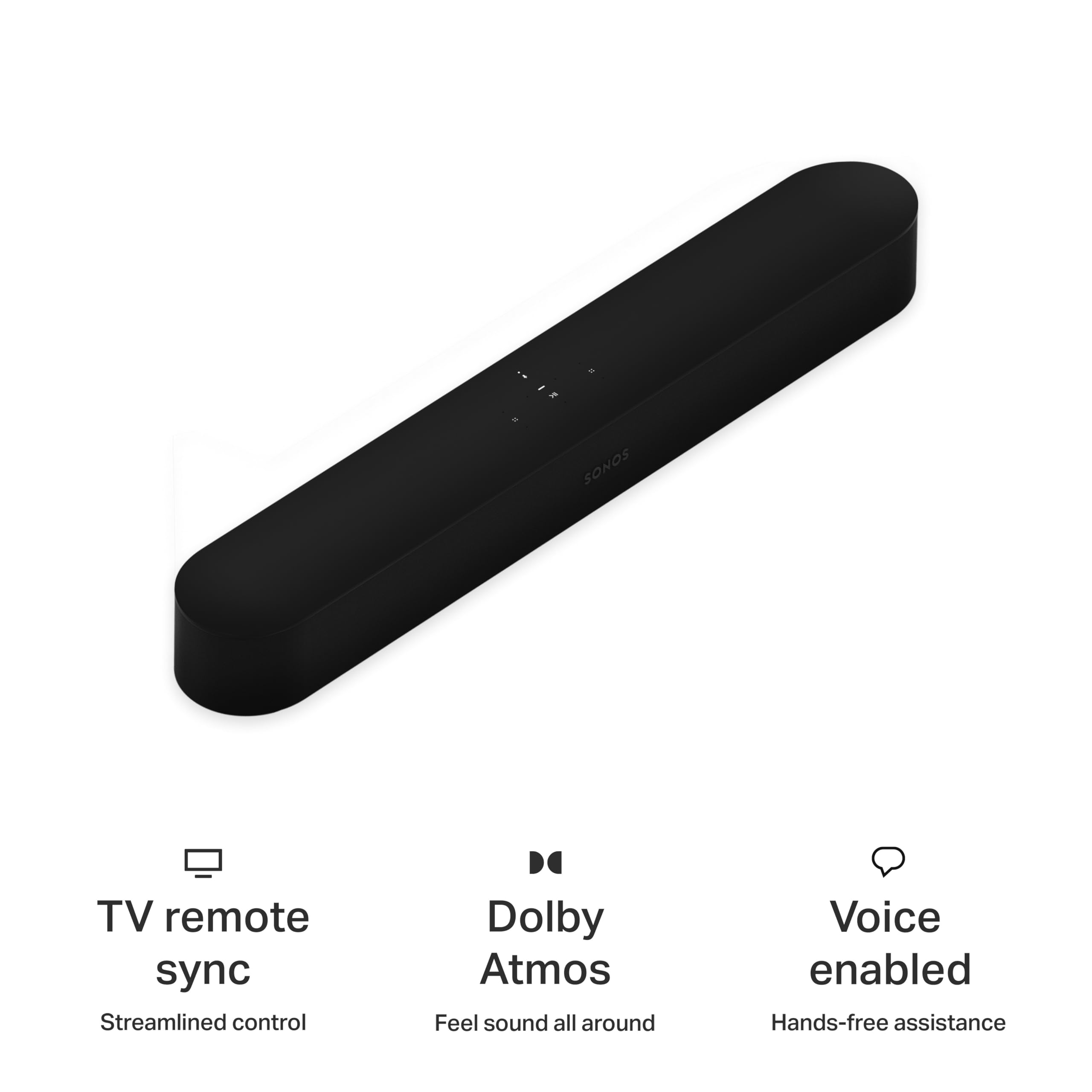 Sonos Beam Gen 2 - Black - Soundbar with Dolby Atmos: Black Pack of 1 Wall Mount