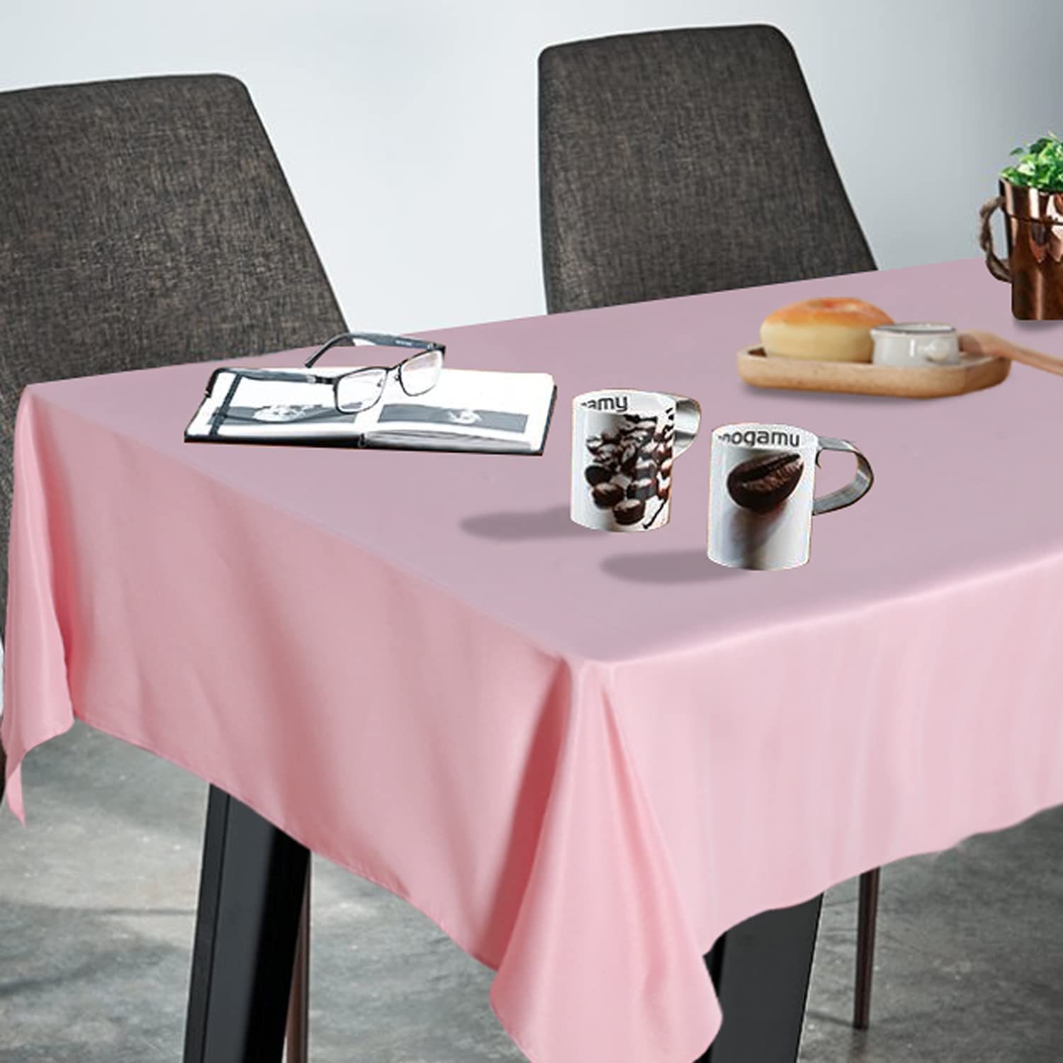 Manteles de algodón rectangulares, manteles para cocina, comedor, bodas, hasta 8 plazas, sin arrugas, 400 hilos, protector de mesa, paquete de 20 unidades, color rosa sólido, 150 x 200 cm