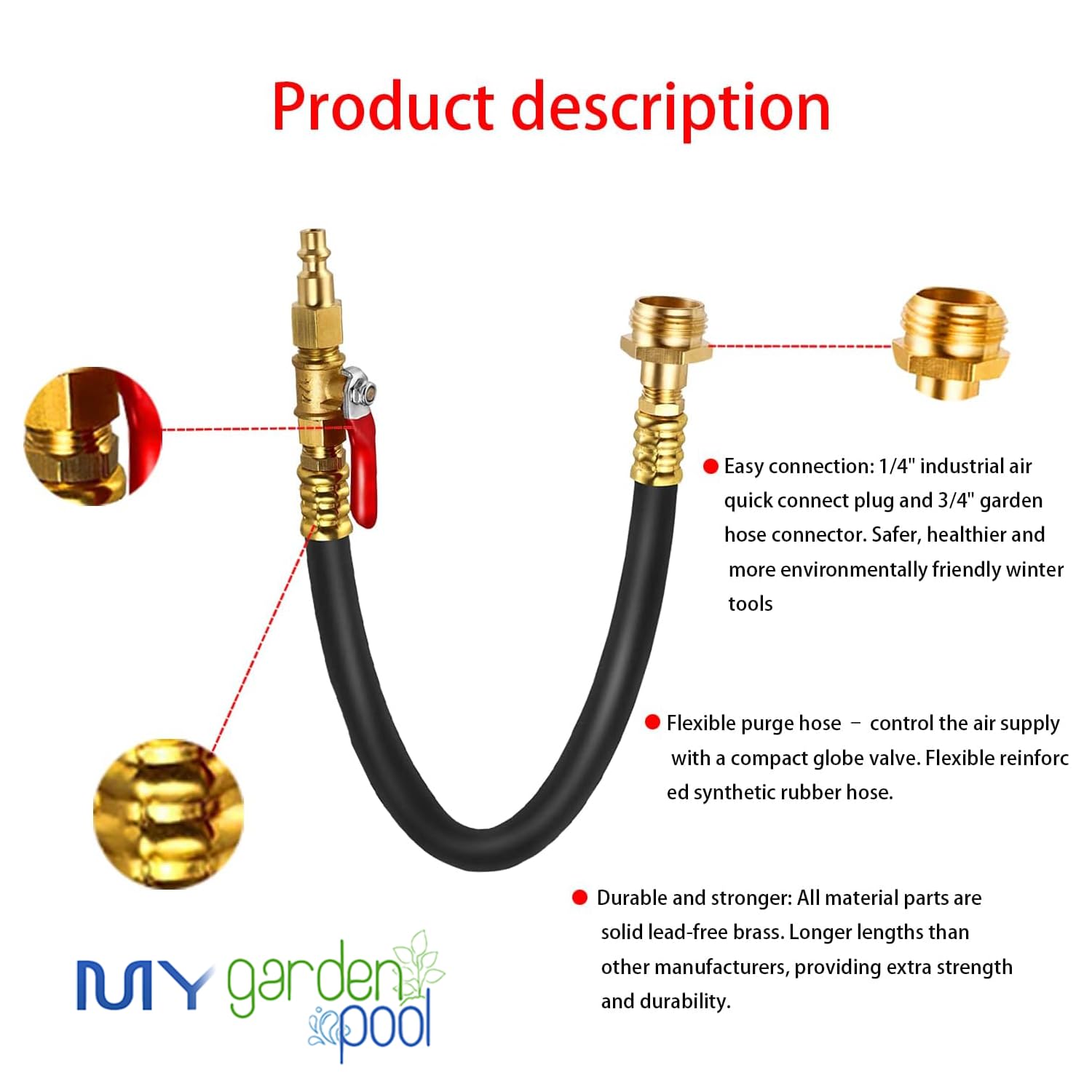 My Garden Pool Splash RV & Marine -50°F Antifreeze Set Flexible Plastic Funnel Spout and Sprinkler Blowout Adapter, Shut Off Valve - for Winterizing RV, Camper, Boat, Motorhome Systems (1)