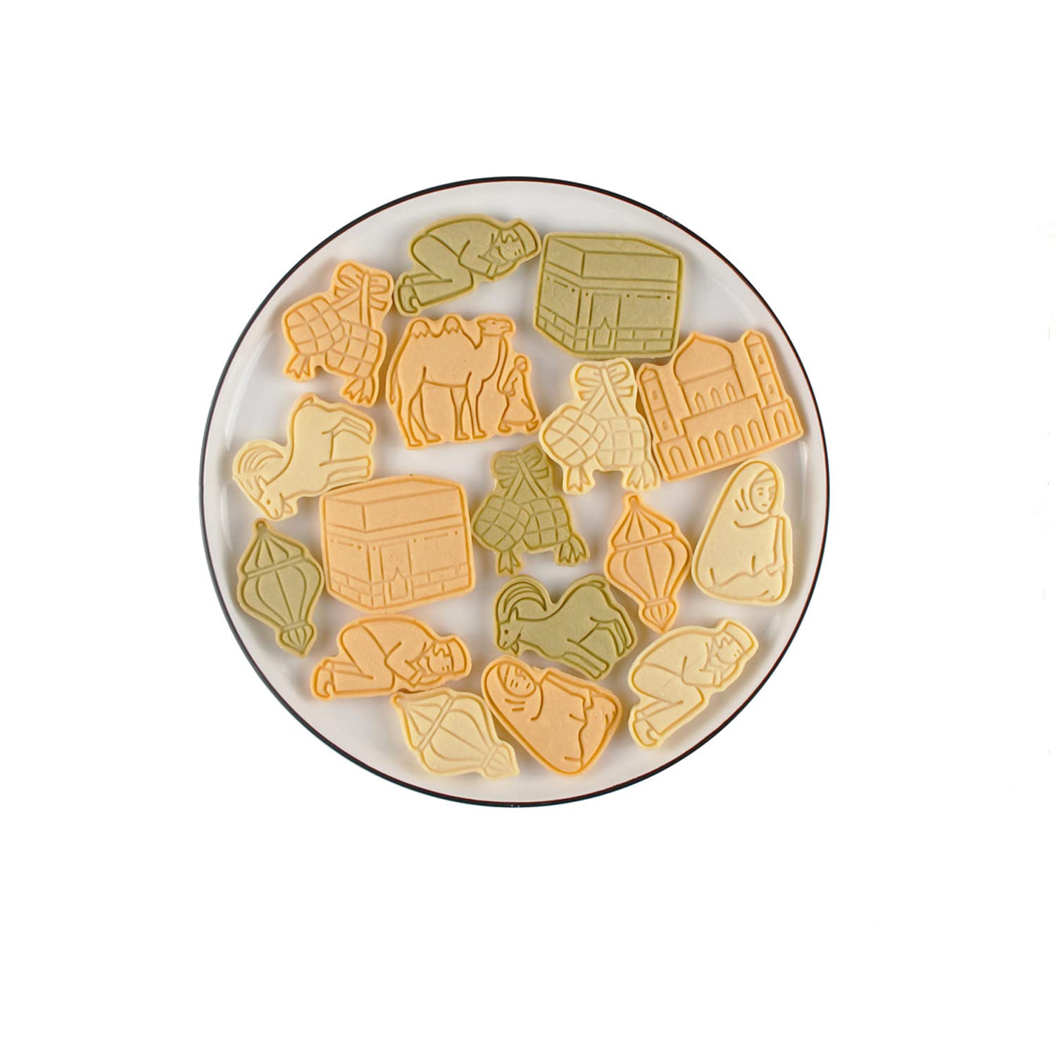 Magic Park8pcs Eid Mubarak Cookie Cutters 3D Ramadan Cookie Cutters Islamic Muslim Biscuit Cutters Biscuit Mold Embossing Fondant Baking Tool Mosque, Lantern,Star, Moon, Islamic Star ((Ramadan 8B)