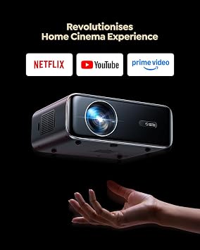 [Built-in Apps/4K Support] Smart Outdoor Projector with WiFi and Bluetooth, Movie Projector, DoIby Audio with Dual Speaker, Auto Focus w/ YouTube&PrimeVideo Proyector, Upgrad P62 Pro