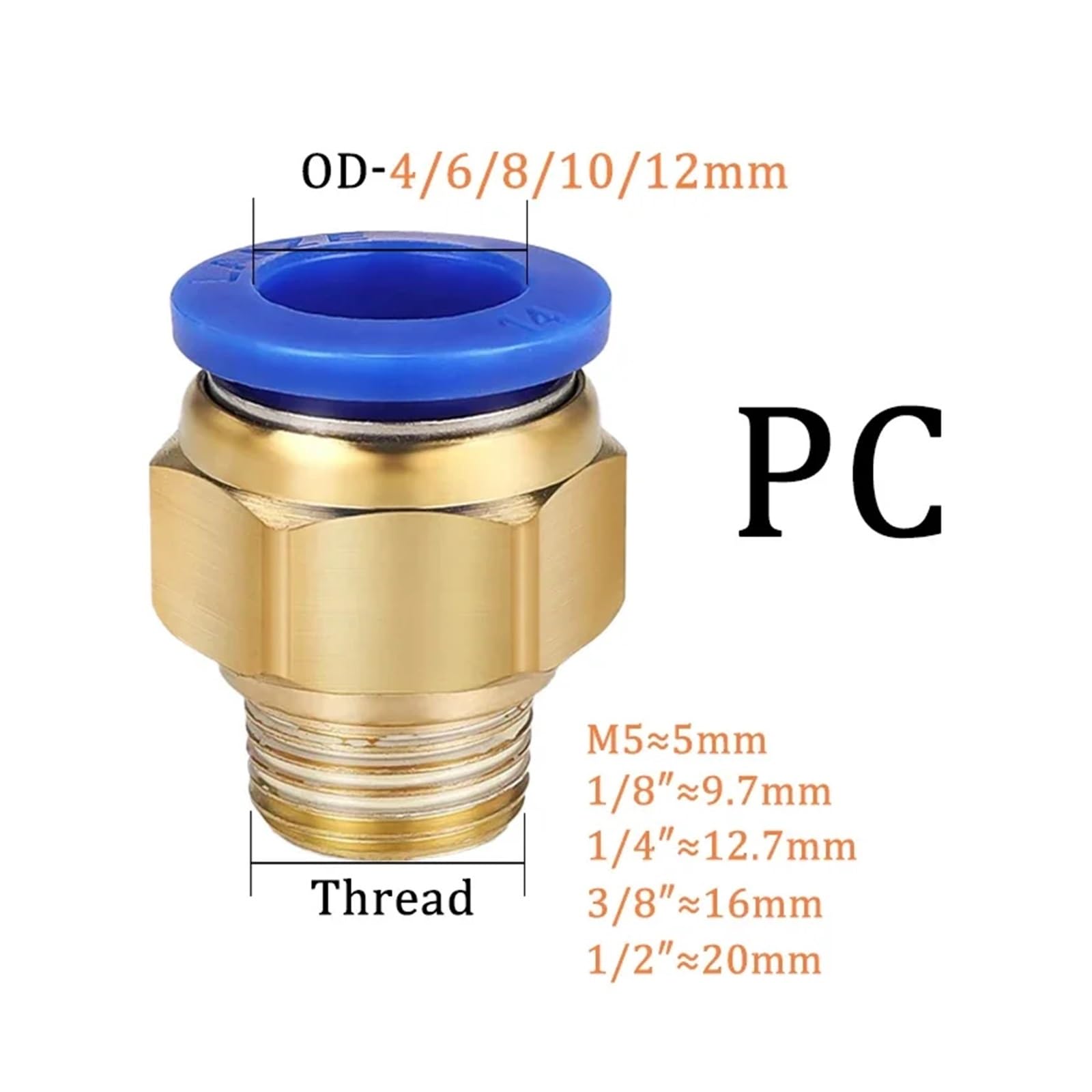 Złącze pneumatyczne Gwint pneumatyczny, 5 sztuk, 4 mm 6mm 8mm, 1/8" 1/4 3/8 1/2, złączki do węży prostych, szybkozłącza (OD10mm-3I8, SL (5 szt.)