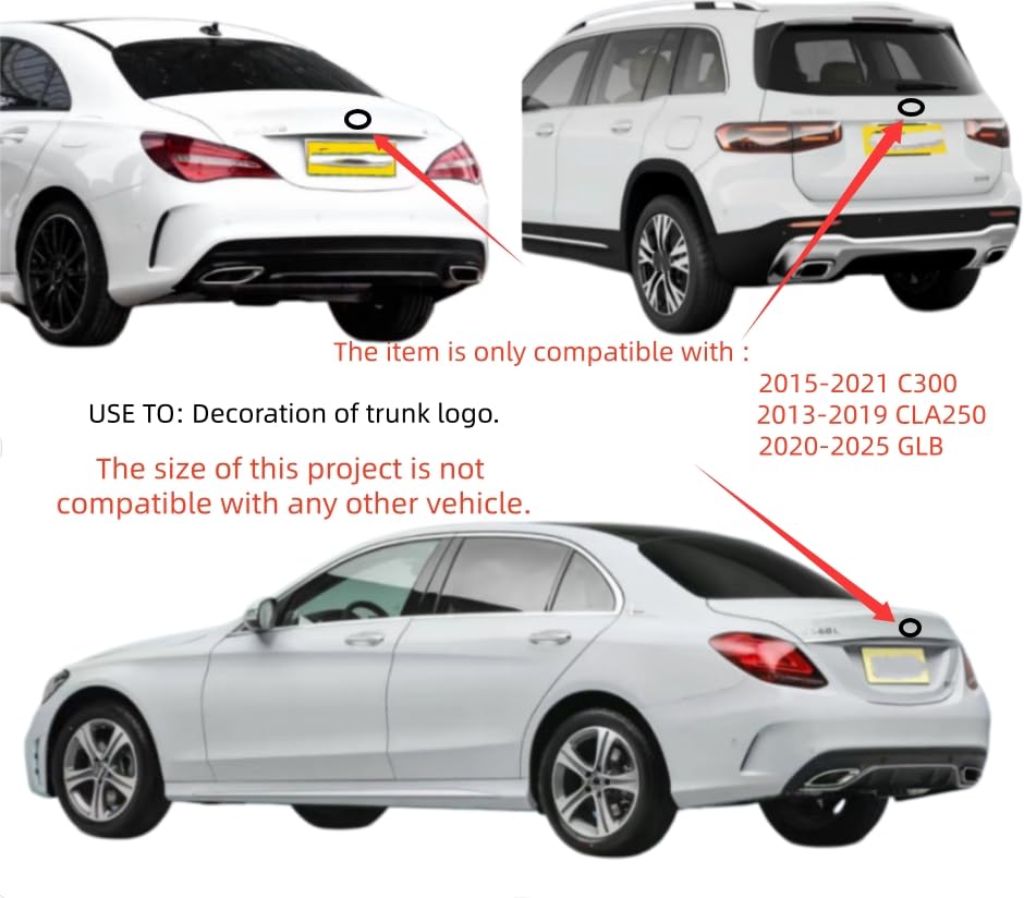 Image of Car Trunk Sign Emblem Bling Accessories Cover Declas Compatible with Mercedes Benz Crystal Sticker Rhinstone Decorate Accessories (for C300 CLA GLB)