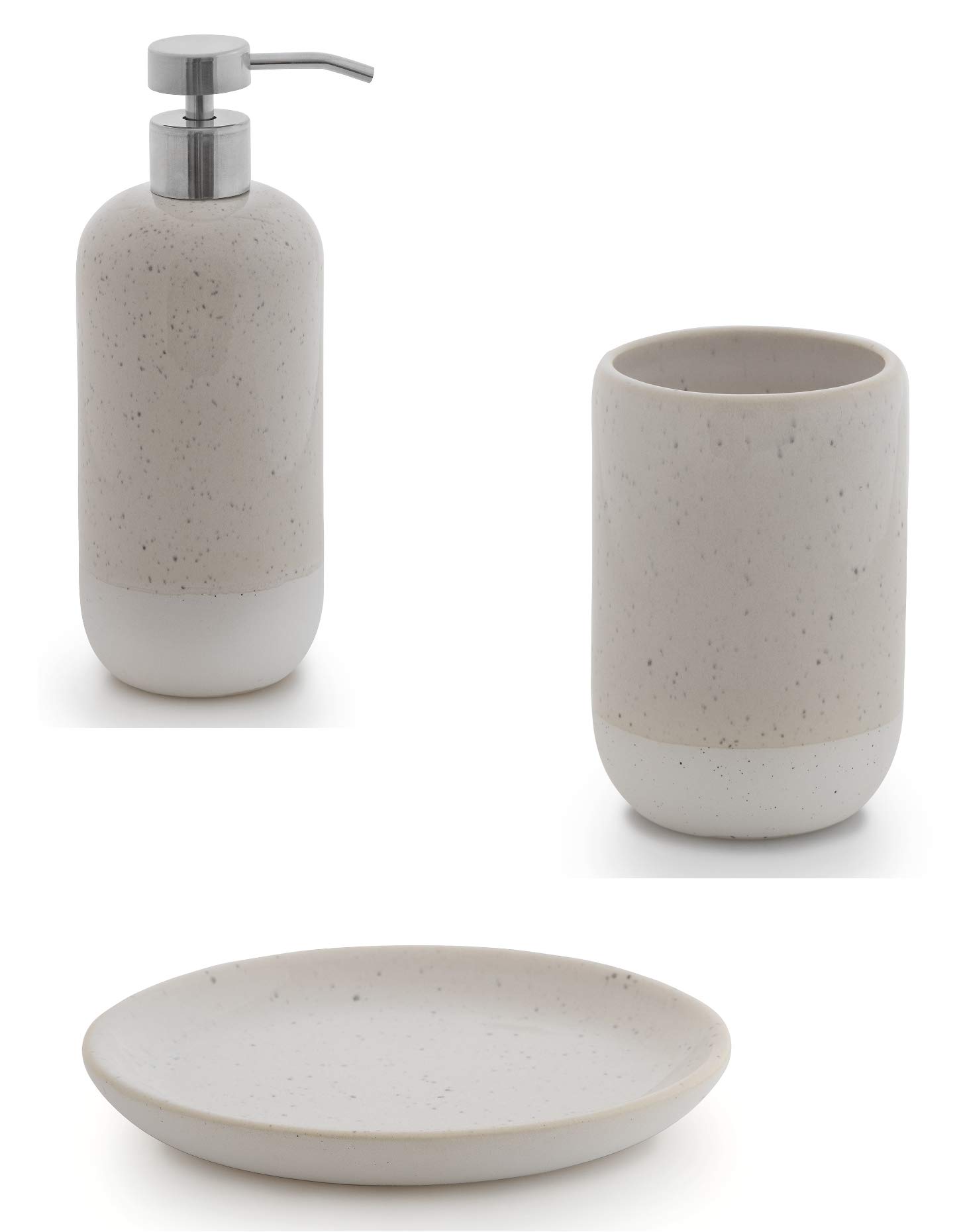 TurkishTowels 3-Piece Bath Accessory Set, Norwich Bath Accessories | Lotion Dispenser, Tumbler, Soap Dish