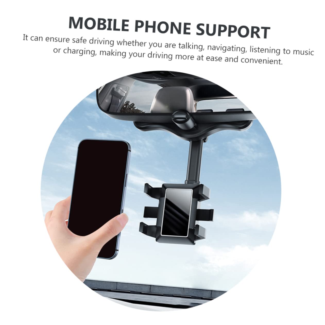 Supporto per Cellulare Auto Clip Antigraffio in Abs e Colla Pu Nero per Cruscotto Veicolo Durante la Guida