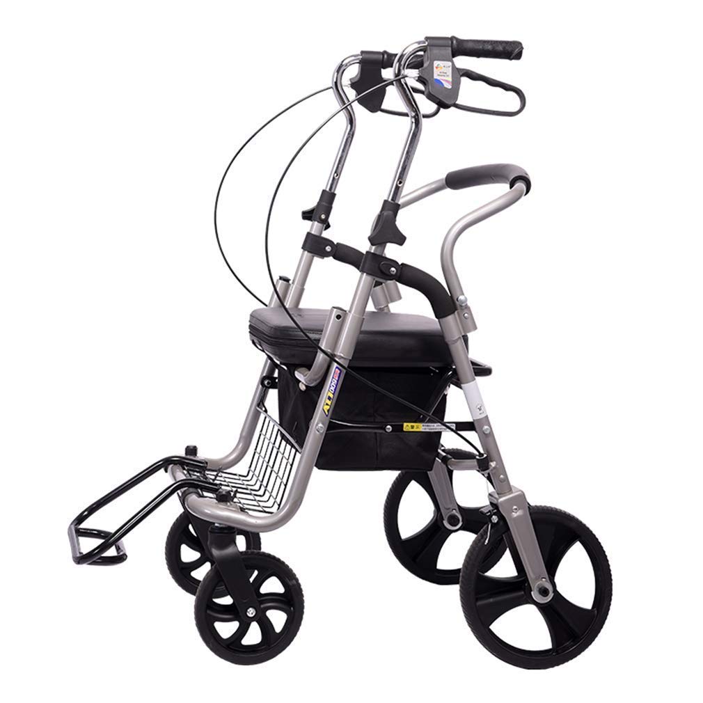 Chodziki dla seniorów Pomoce do chodzenia Przenośne 4 koła, pomoc do chodzenia z napędem, super lekki aluminiowy chodzik, mobilny przenośny chodzik chodzik z 4-kołowym chodzikiem dla seniorów, szary
