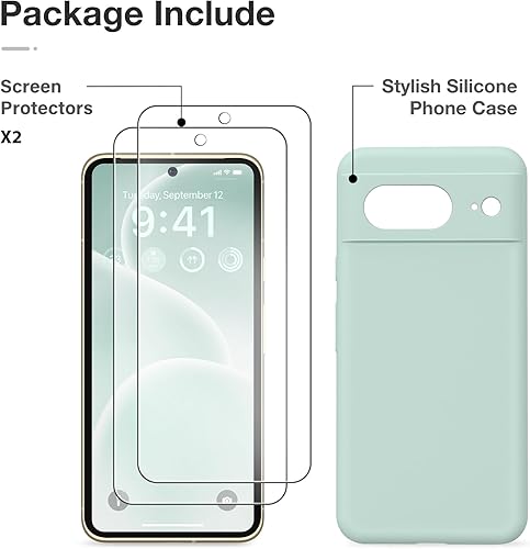 Miniatura 7 de GONEZ Funda para Google Pixel 8, funda de silicona líquida con 2 protectores de pantalla, funda protectora de cuerpo completo, a prueba de golpes,