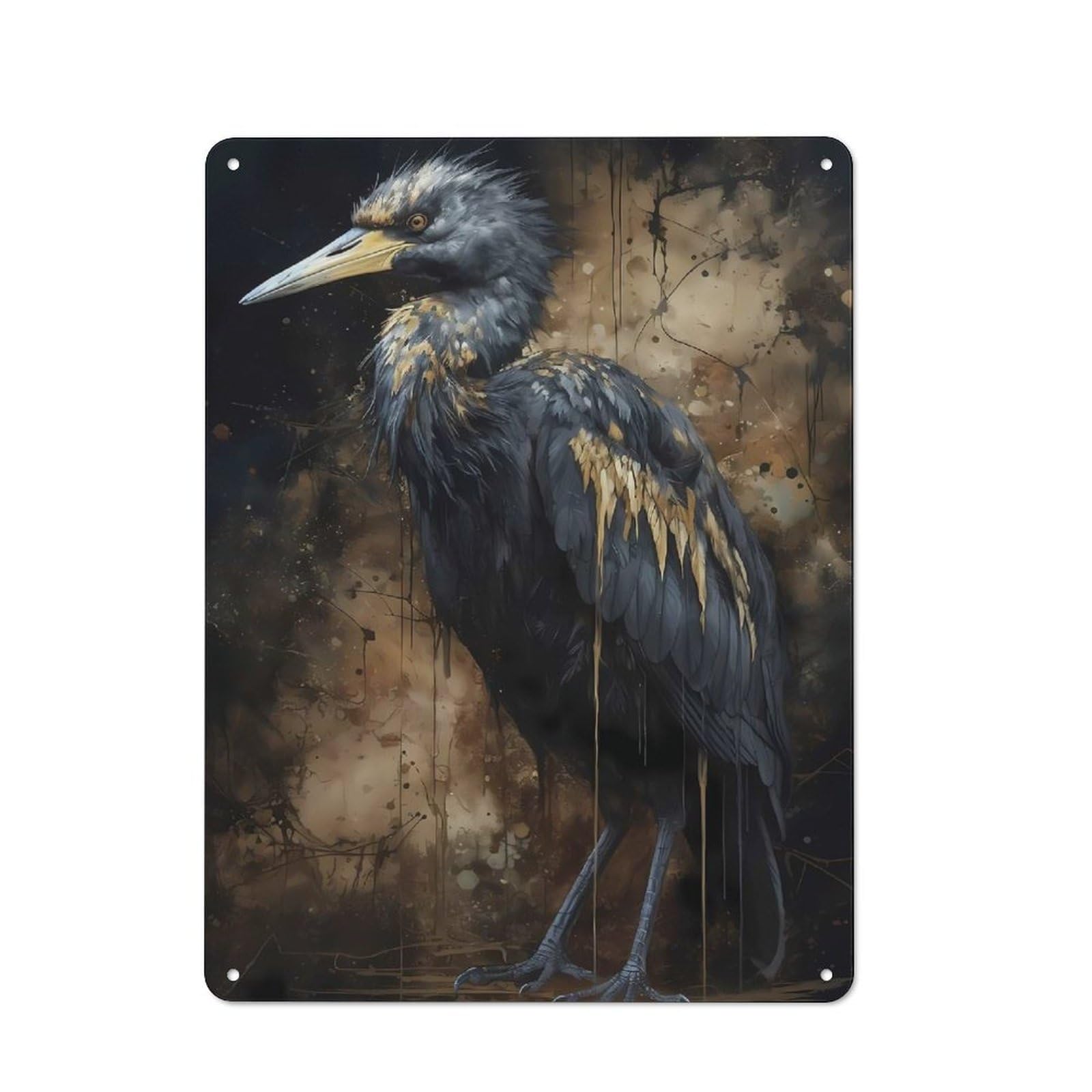 Junmoney Crane Bird Adorable Rustic Metal Plaque 40X30cm For Hobby Room Or Studio, For Vintage Wall Decor Fans, For Garage And Workshop Walls