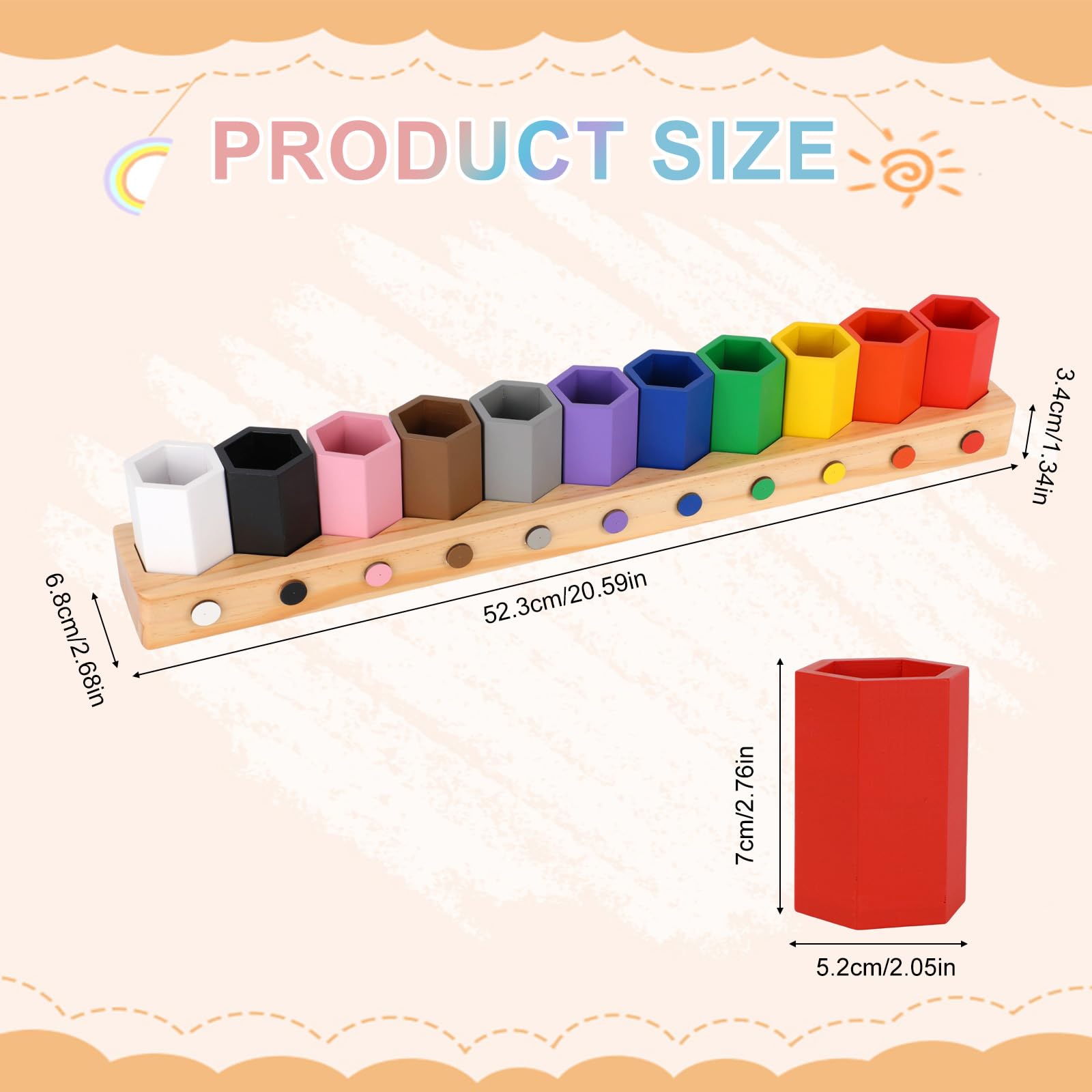 Boîte à Crayons Couleur en Bois, Pot Crayon Enfant pour 11 Crayons | de Couleur Porte-Crayons et Pot Amovibles Convient aux Enfants aux Bureaux et Bureaux à Domici