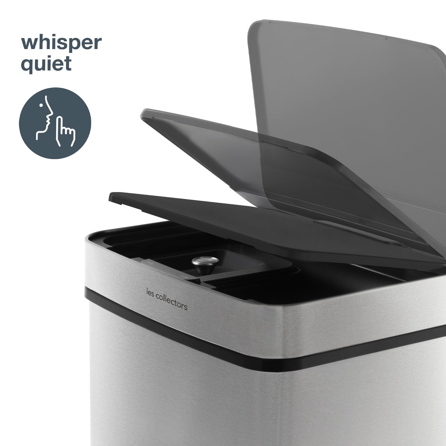 Les Collectors Papelera de Reciclaje N°1012, 69Litros (47+11+11) 3 compartimentos, Acero Inoxidable, Apertura por Infrarrojo, Cierre Automatico Silencioso, Cesta Organicos de 4L incluída