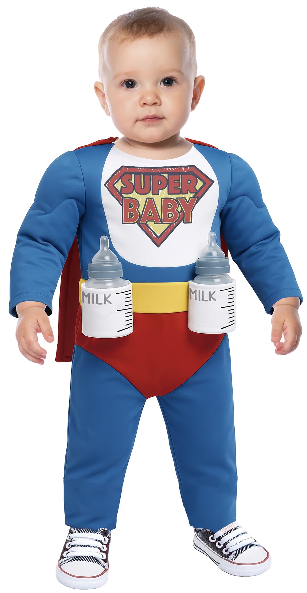 FIESTAS GUIRCA | Costume Super Bebé - Mantello, Tuta e Porta Lattine - Costumi da Supereroi e Villain per Halloween, Carnevale e Feste in Maschera - Ideale per Bambini