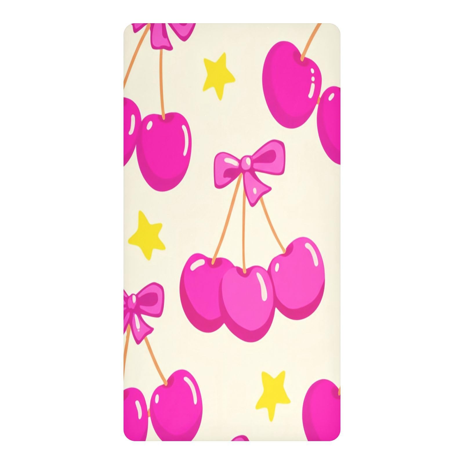 JiangGgen Bow Tie Cherry Baby Crib Sheet Soft Breathable for Standard Crib-M