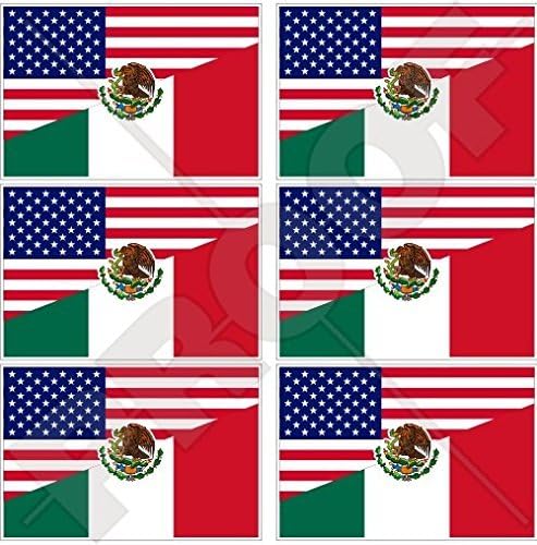 6 mini calcomanías de vinilo para teléfono celular con bandera mexicana de Estados Unidos y México, Estados Unidos de América y México (1.575 in)