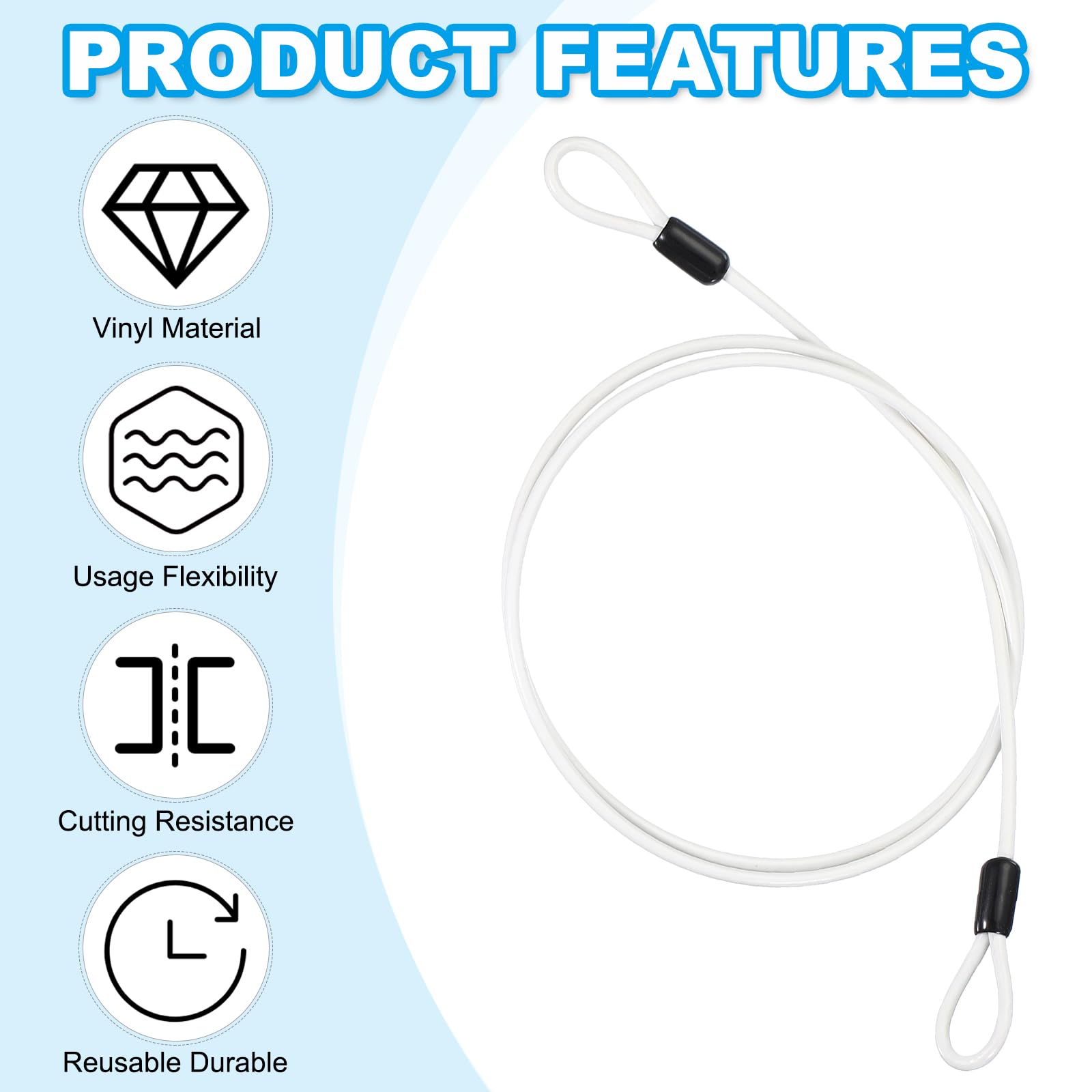 PATIKIL 5/32" Dia Vinyl Coated Stainless Steel Cable with Loops - Image 4