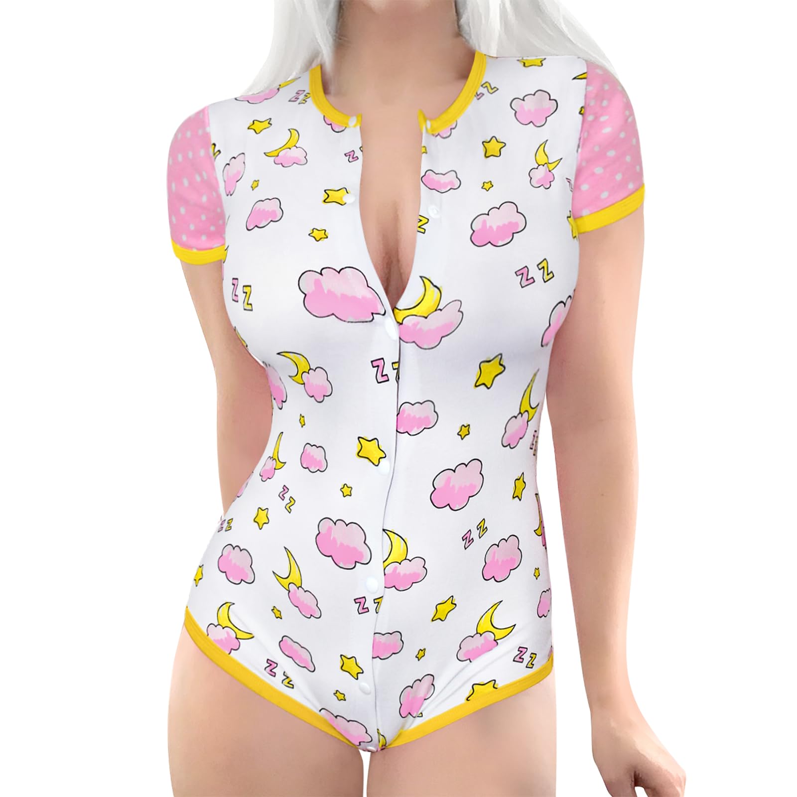 LittleForBig Dorośli Baby miłośnik pieluszek ABDL jednoczęściowy śpioszki Wzór Czas snu