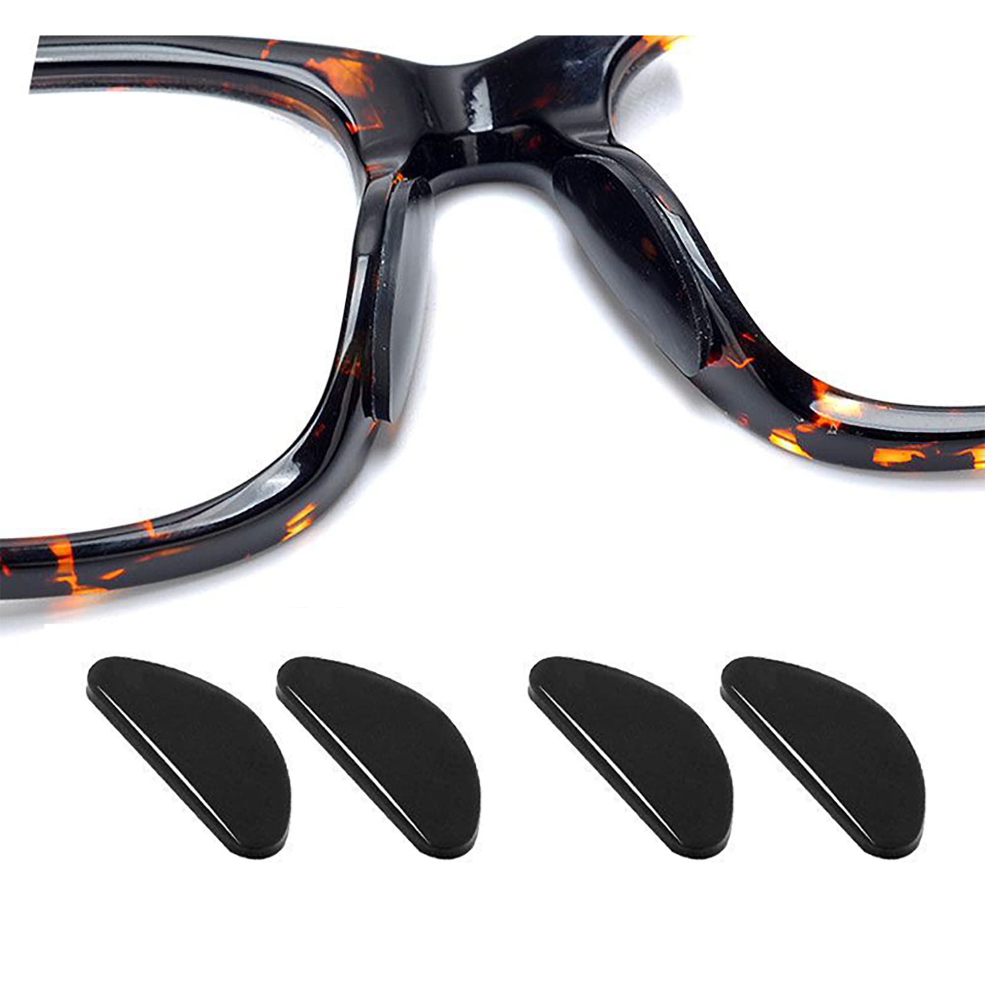 20 Pairs Eyeglasses Nose Pad, Soft Silicone Pads Glasses Adhesive Anti-Slip Nose Pads for Eyeglass Glasses Sunglasses(Black 1.0mm)