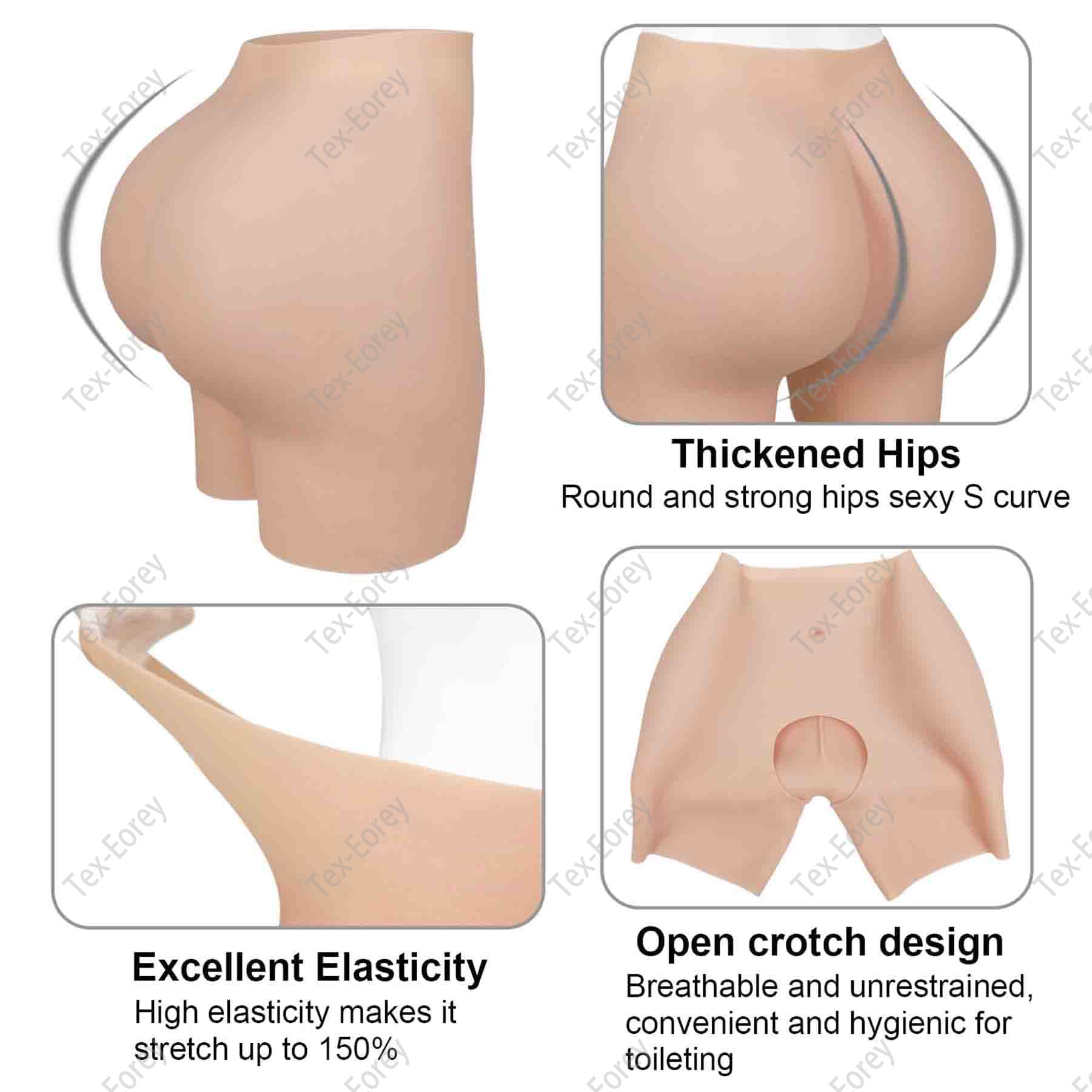 Pantaloni in Silicone Mutandine Rinforzanti per I Fianchi Mutandine Push Up Modellanti Mutandine Contenitive per Glutei Finti per Le Donne,Bianca,One Size