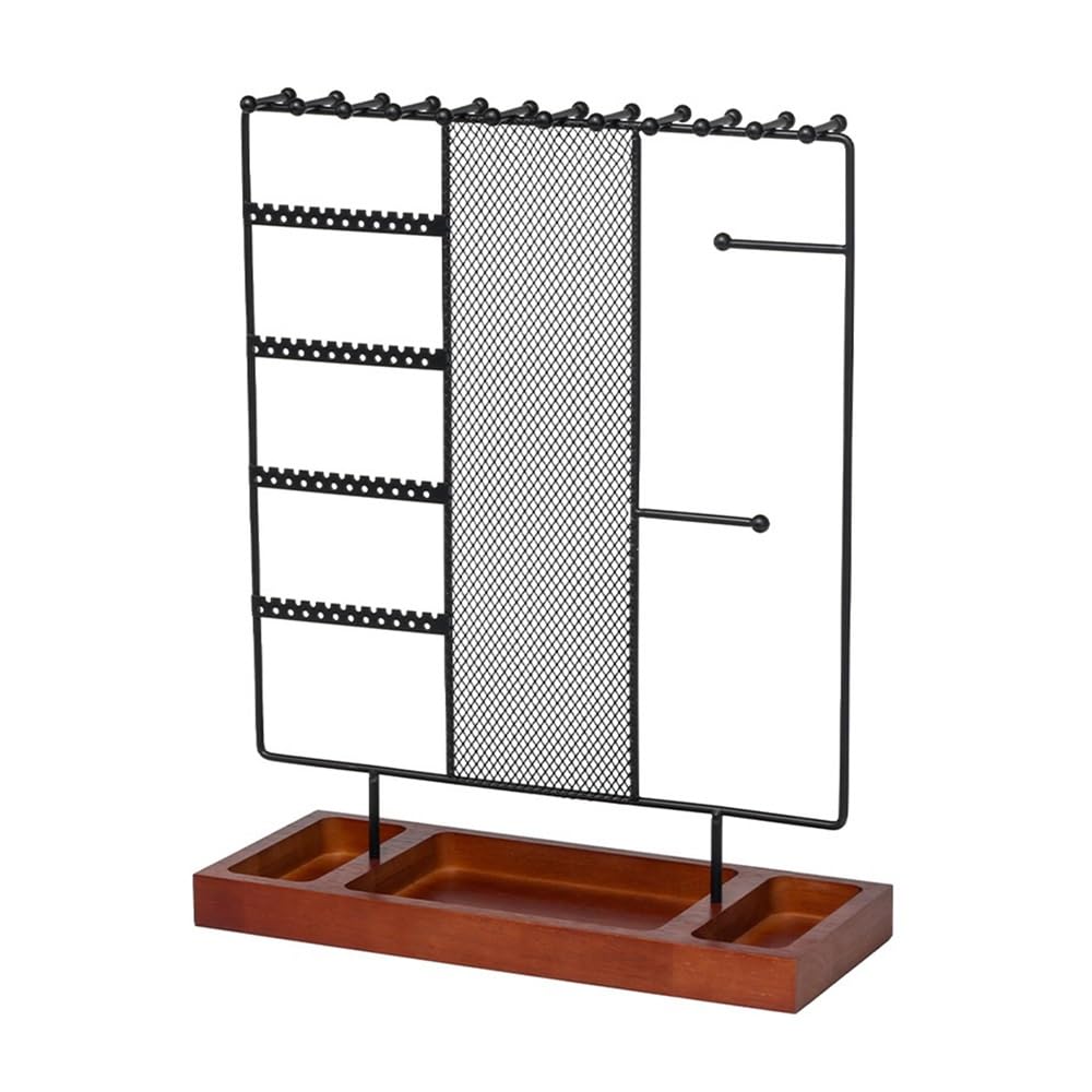 CJHFR472SG Jewelry Organizer Stands Desktop Jewelry Organizer Stand with Removable Wooden Tray for Earrings Bracelets Jewelry Display Stand