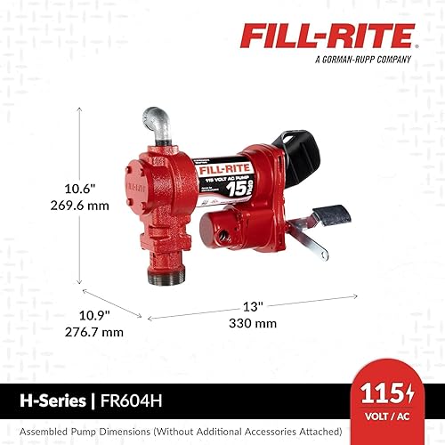 Miniatura 5 de Fill-Rite Bomba de transferencia de combustible FR604H 115V 15 GPM (solo bomba)  Mezclas de gasolina, diesel, queroseno, etanol y metanol y biodiesel