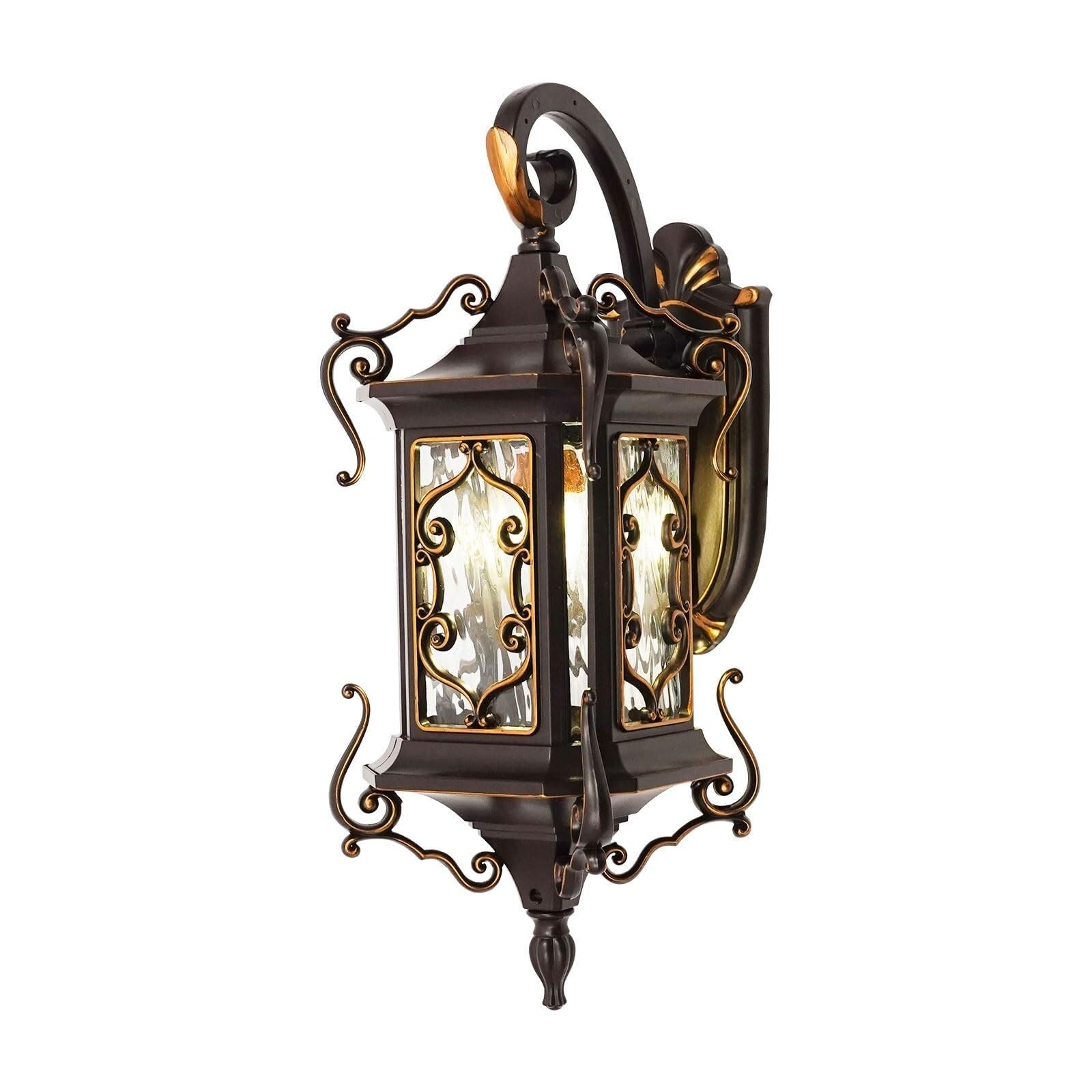 OZBMA Outdoor Wall Light Retro Aluminum Sconce Glass Shade Lamp for Courtyard Porch Balconies Entryways Hallways