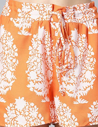 Image of oxolloxo Women Regular Fit Viscose Printed Casual Orange Shorts