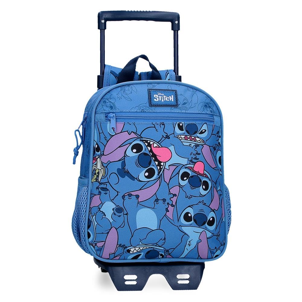 Disney Joumma Disney Happy Stitch Mochila Preescolar con Carro Azul 23x28x10 cms Poliéster 6,44L